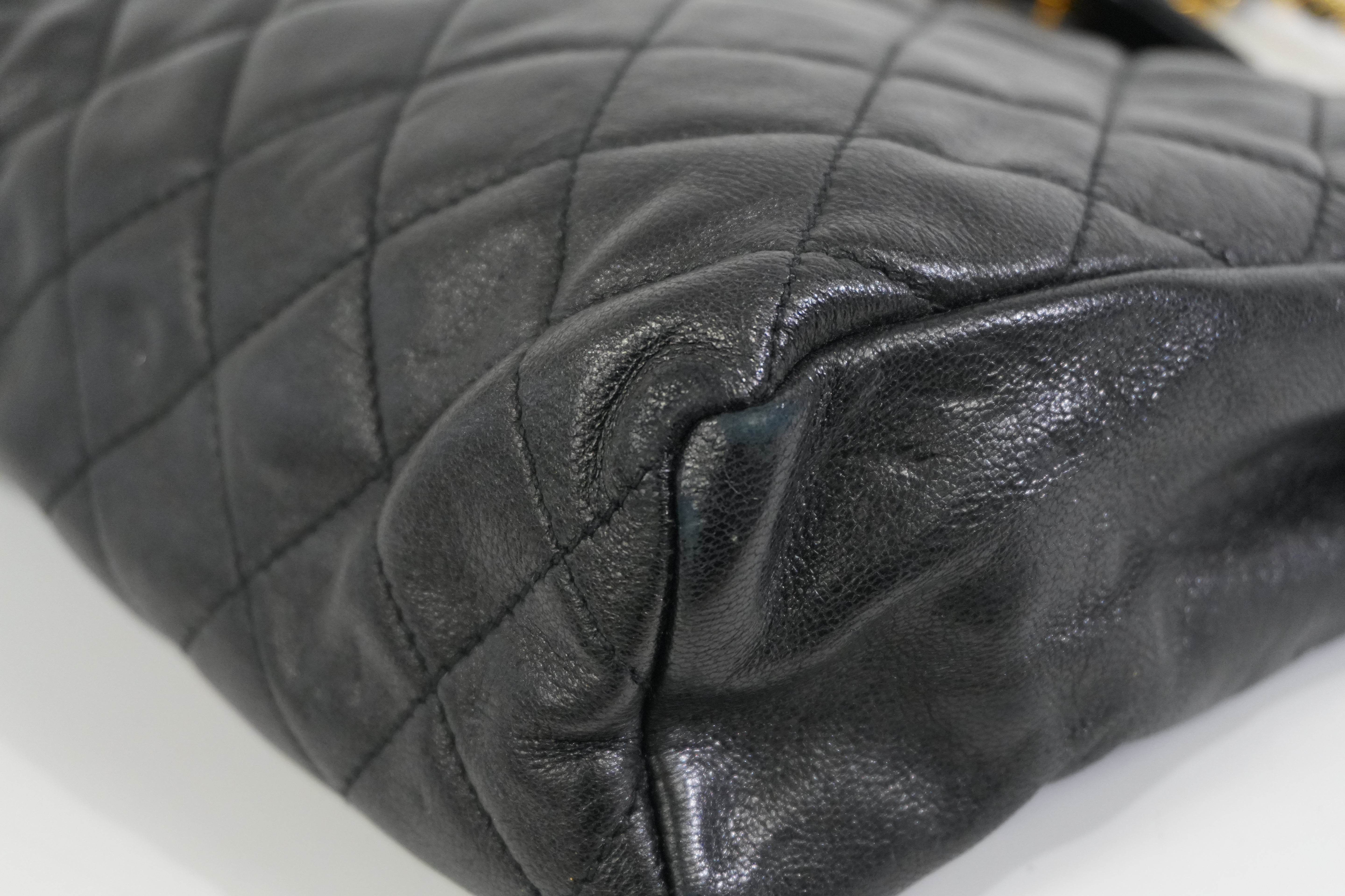 Pre-owned Chanel Lambskin Skin Chain Shoulder Bag Black