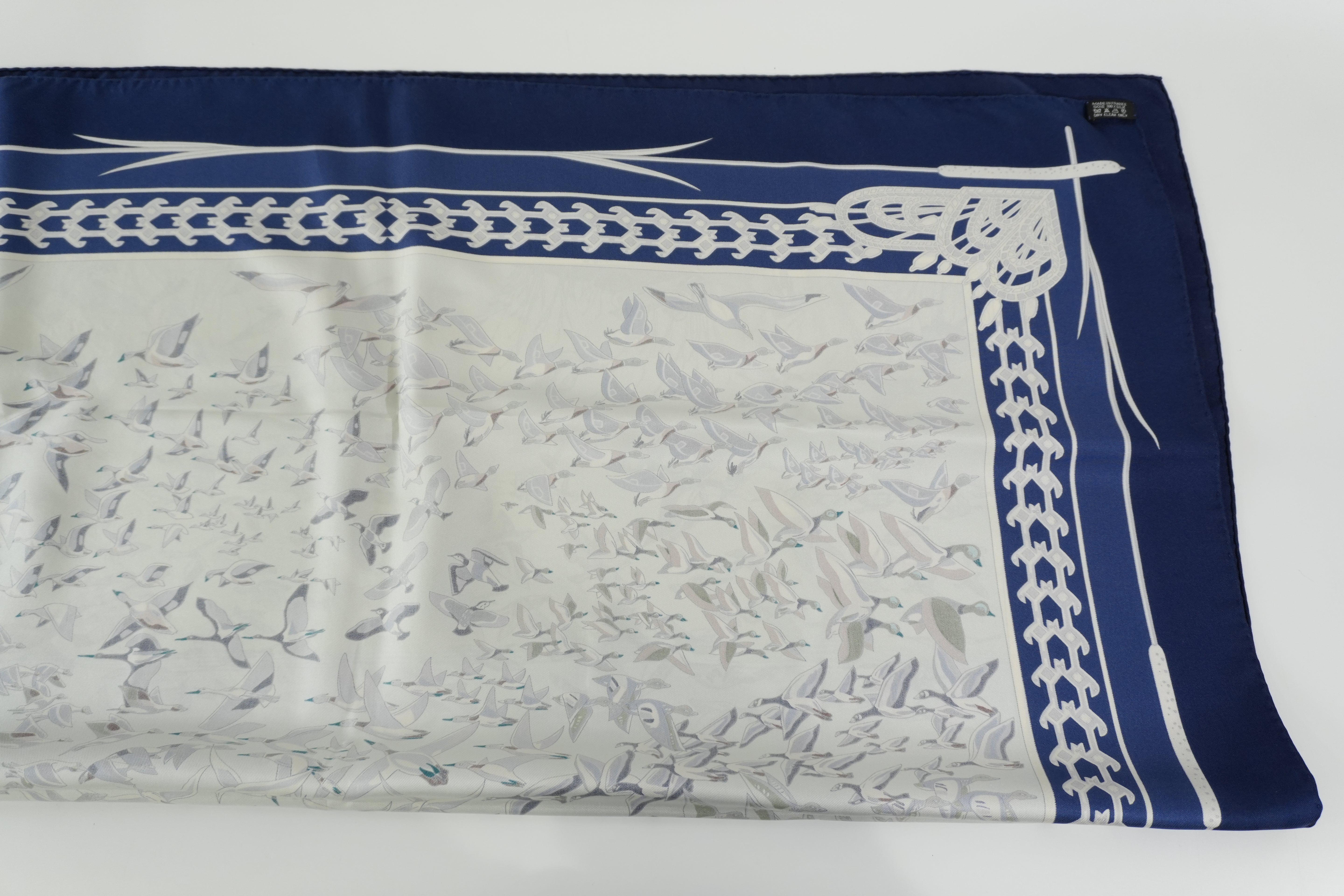 Pre-owned Hermes Scarf with Box Blue and White