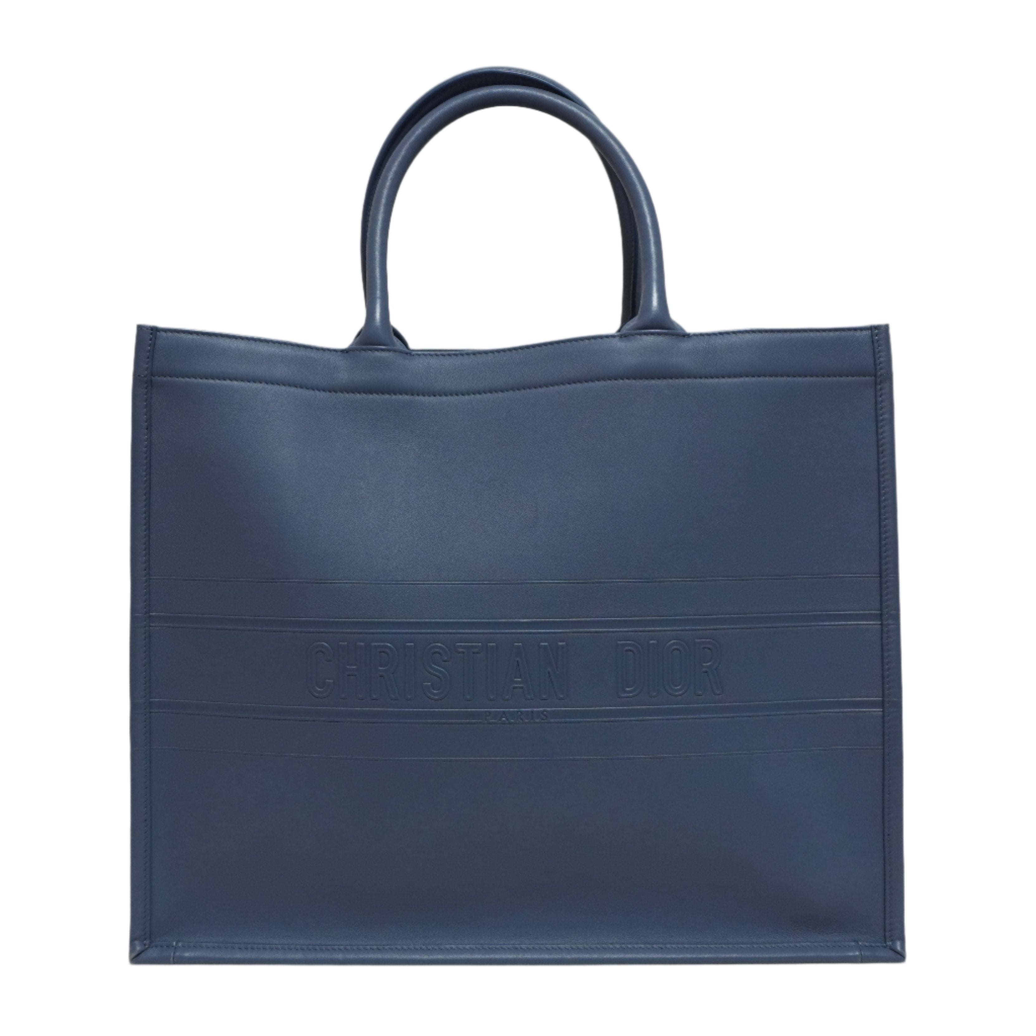 Dior Leather Book Tote Bag Indigo Used