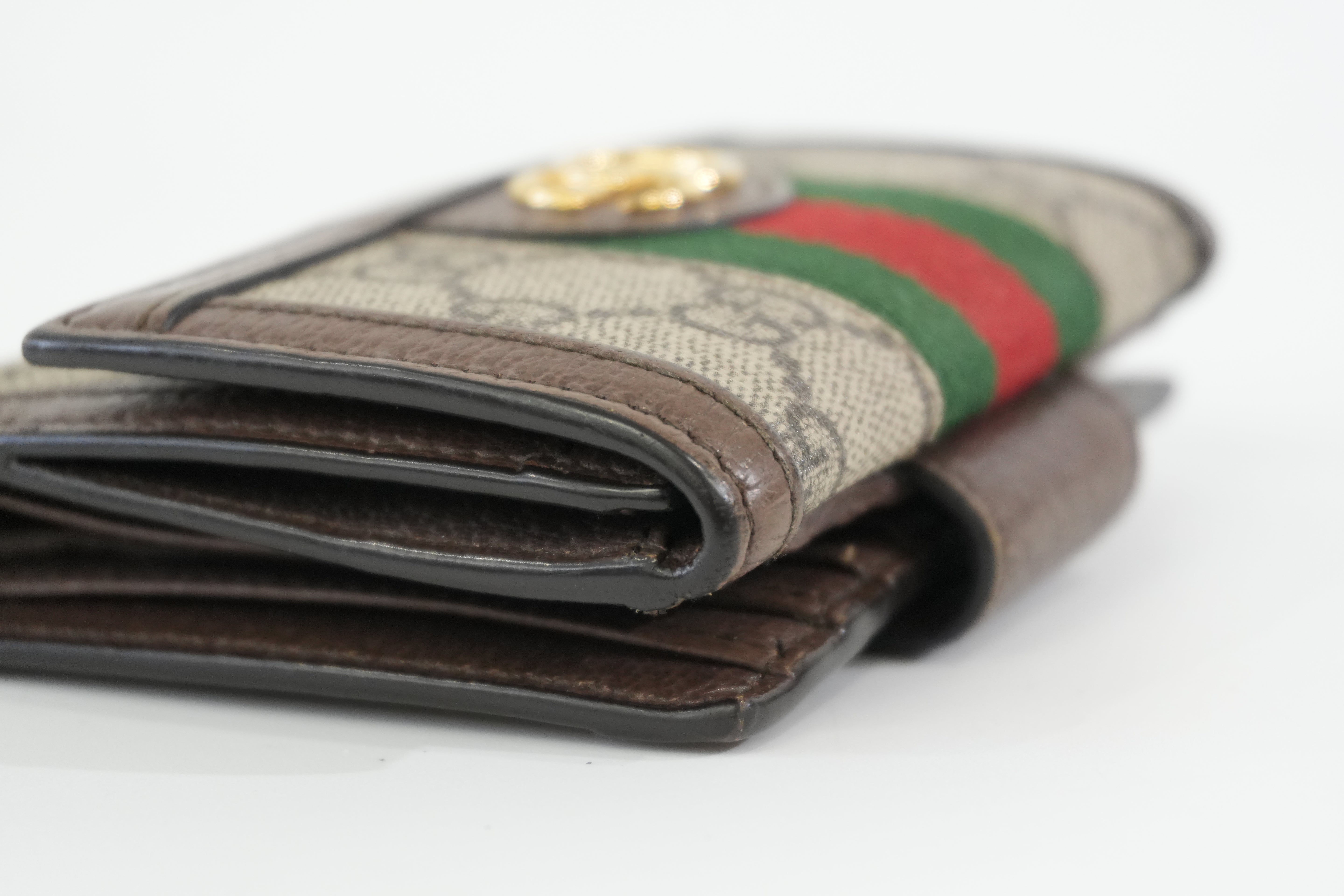 Pre-owned Gucci Ophidia Bifold Wallet Brown