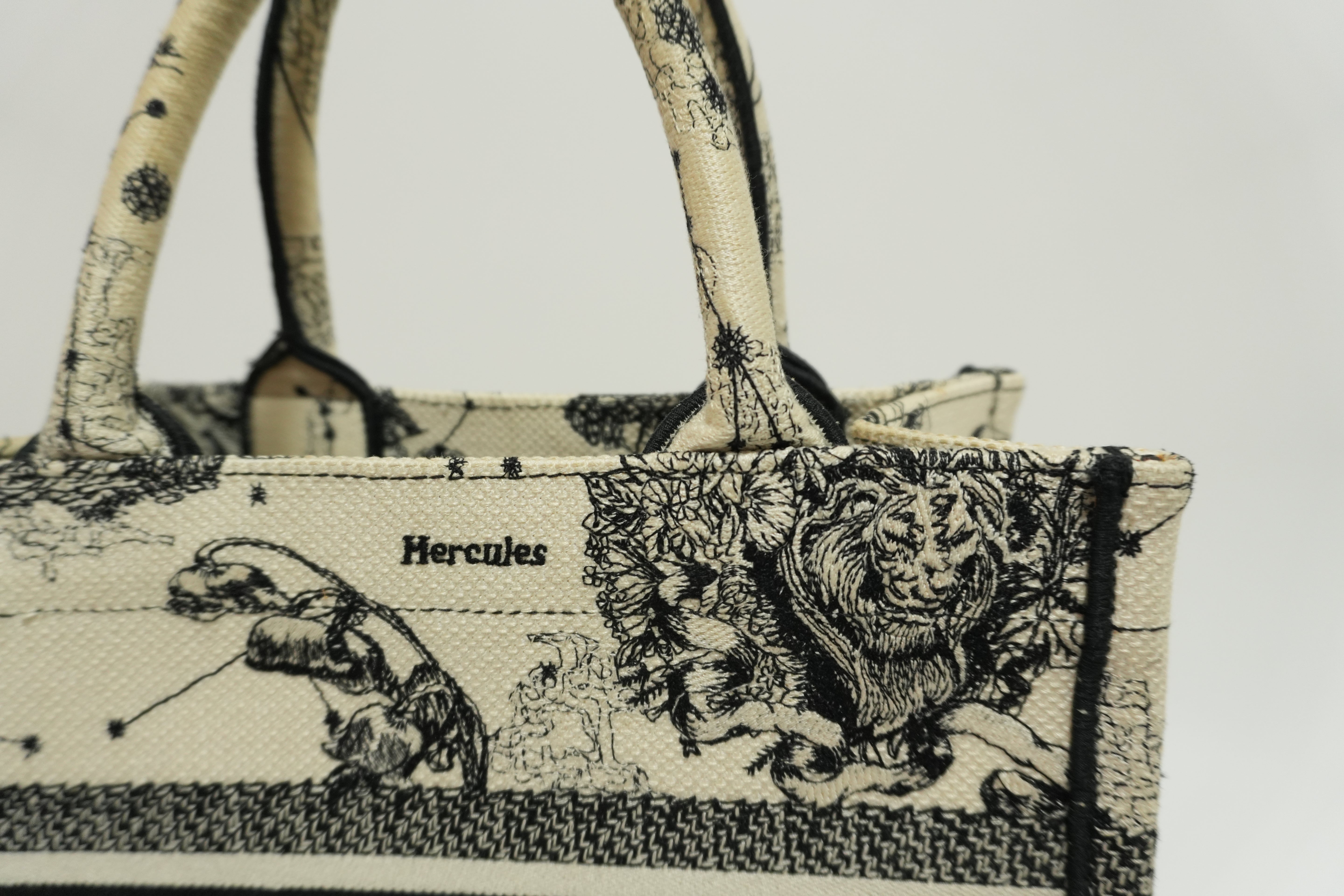 Christian Dior Canvas Small Tote Bag Black and White Used