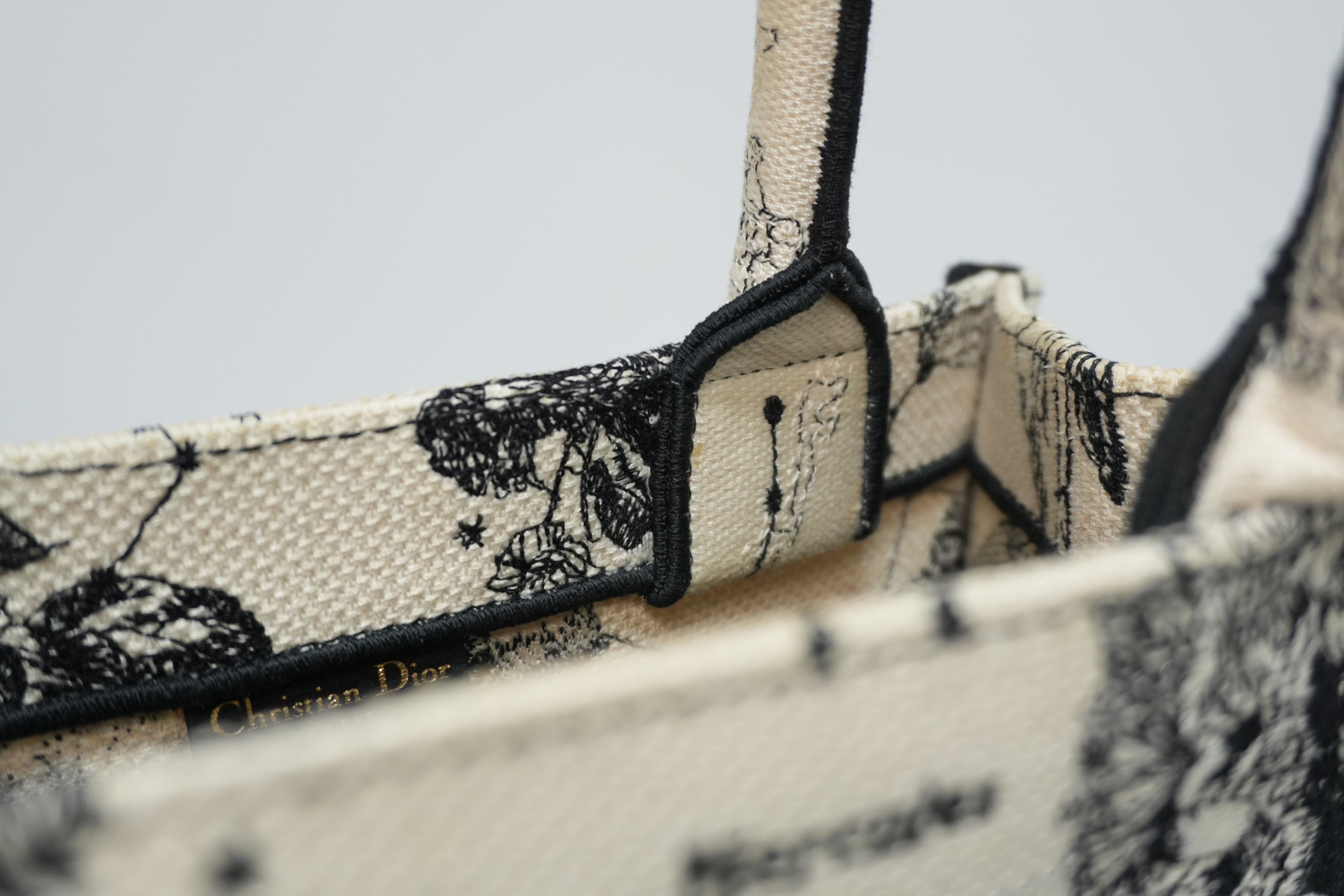 Christian Dior Canvas Small Tote Bag Black and White Used