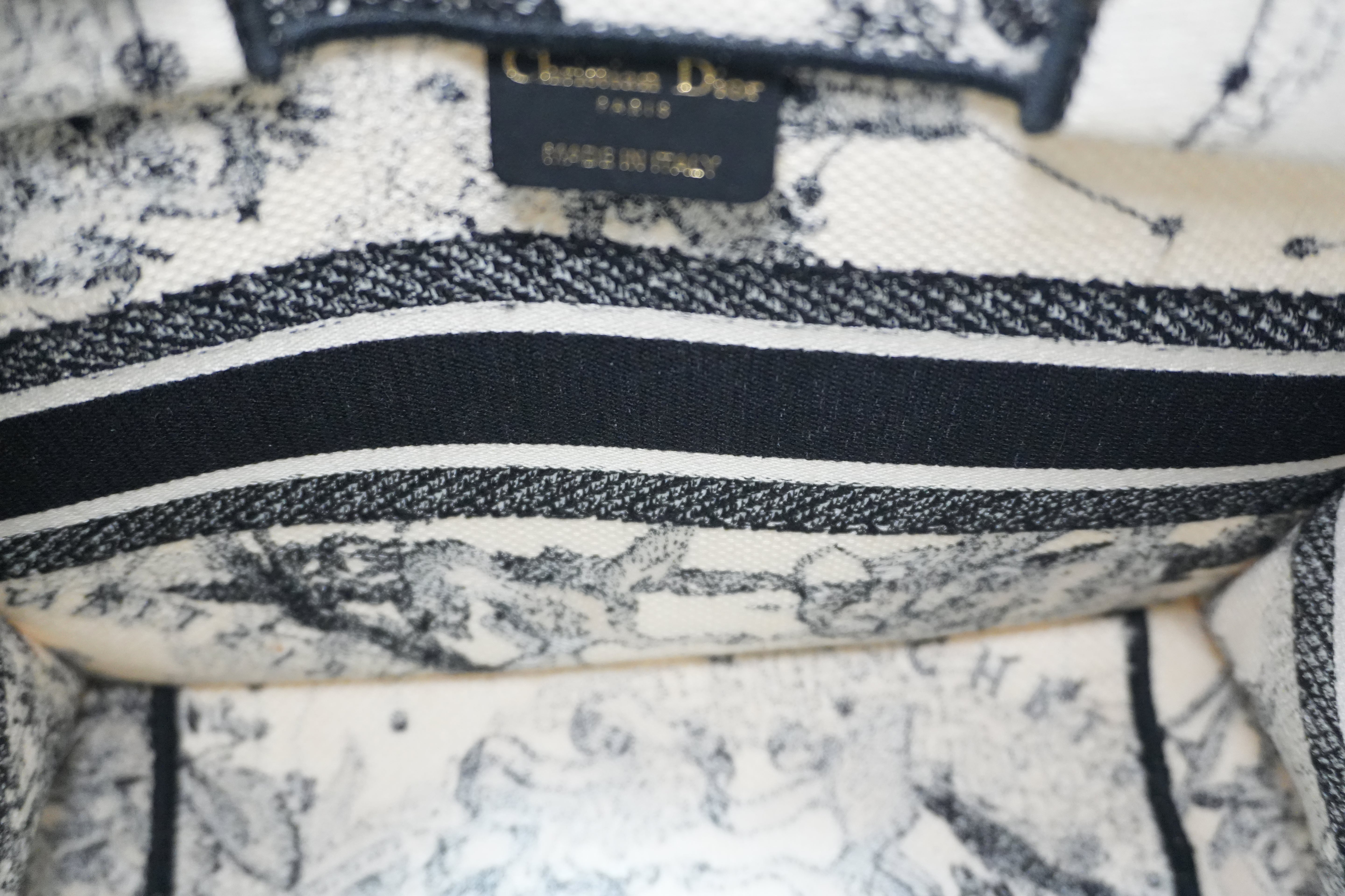 Christian Dior Canvas Small Tote Bag Black and White Used