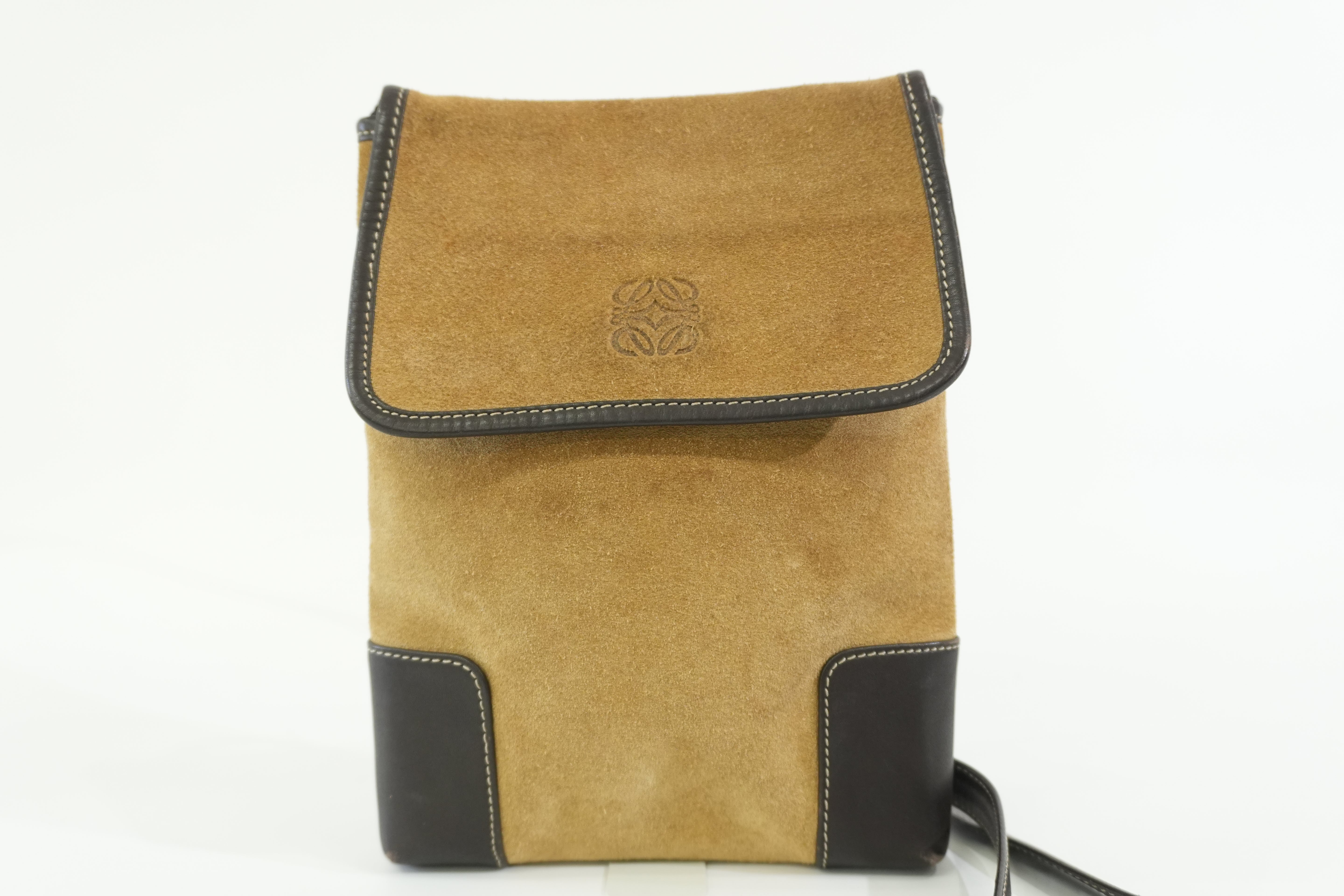 Pre-owned Loewe Suede Leather Shoulder Bag Brown