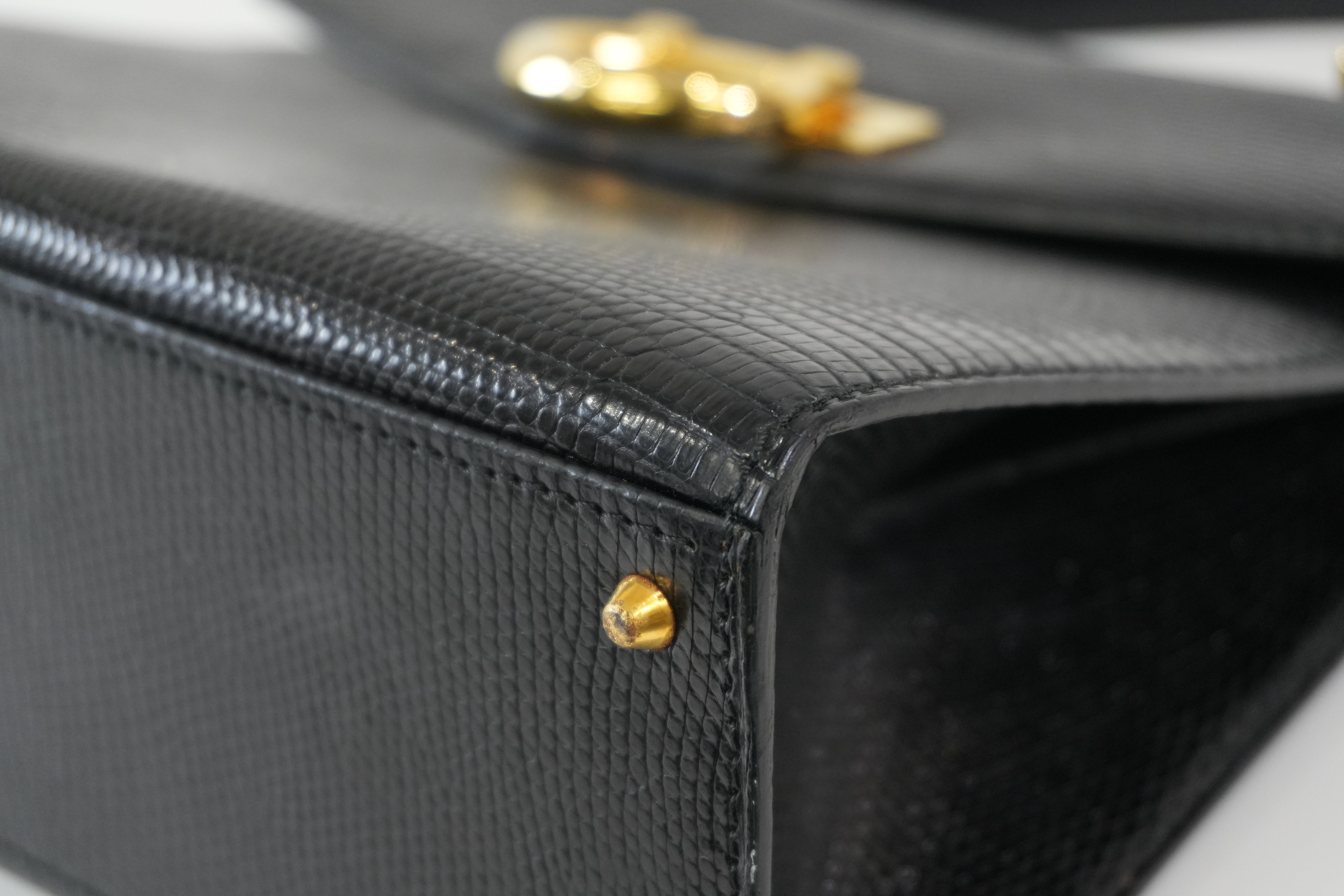 Pre-owned Celine Lizard Leather Box Pattern Shoulder Bag Black