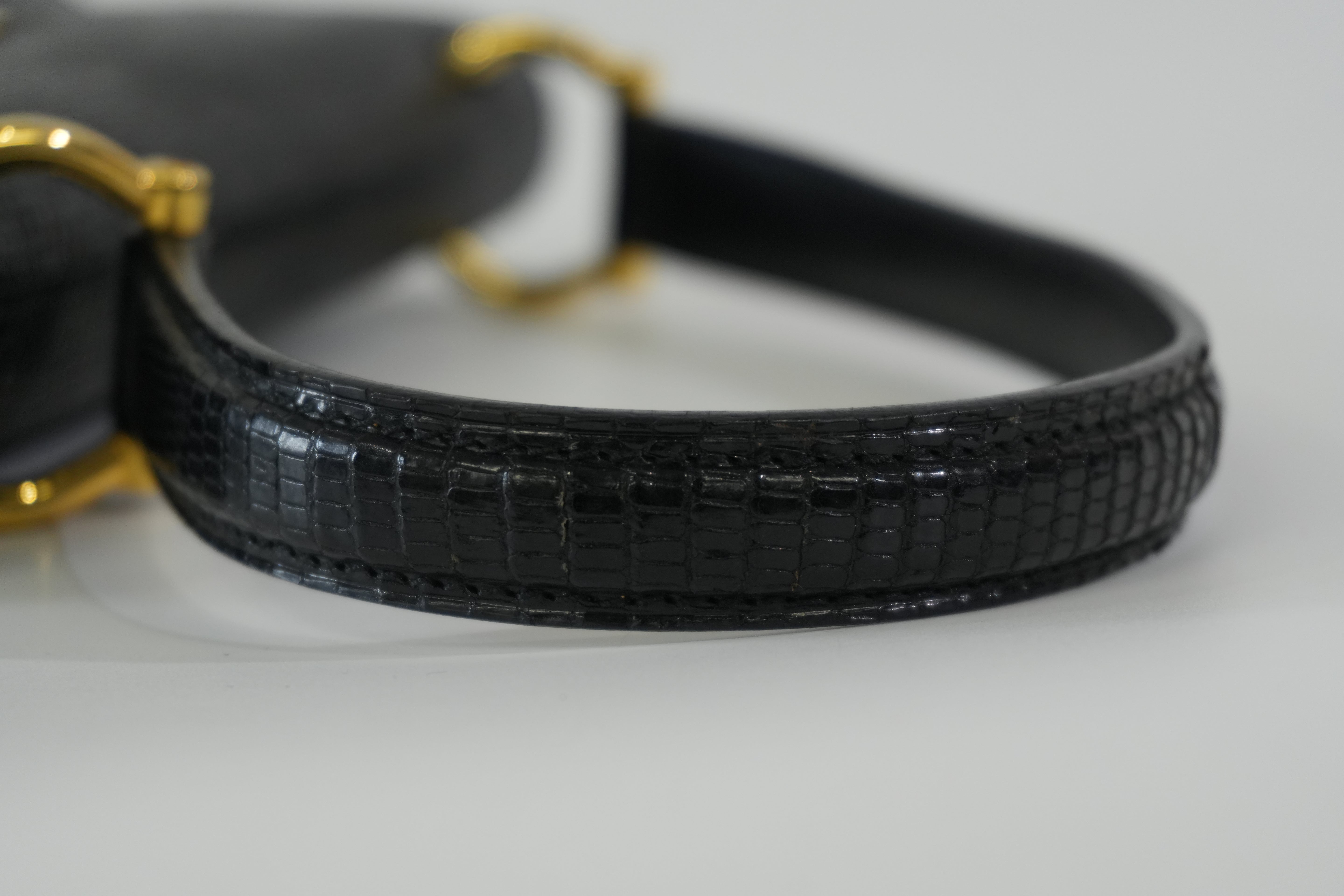 Pre-owned Celine Lizard Leather Box Pattern Shoulder Bag Black