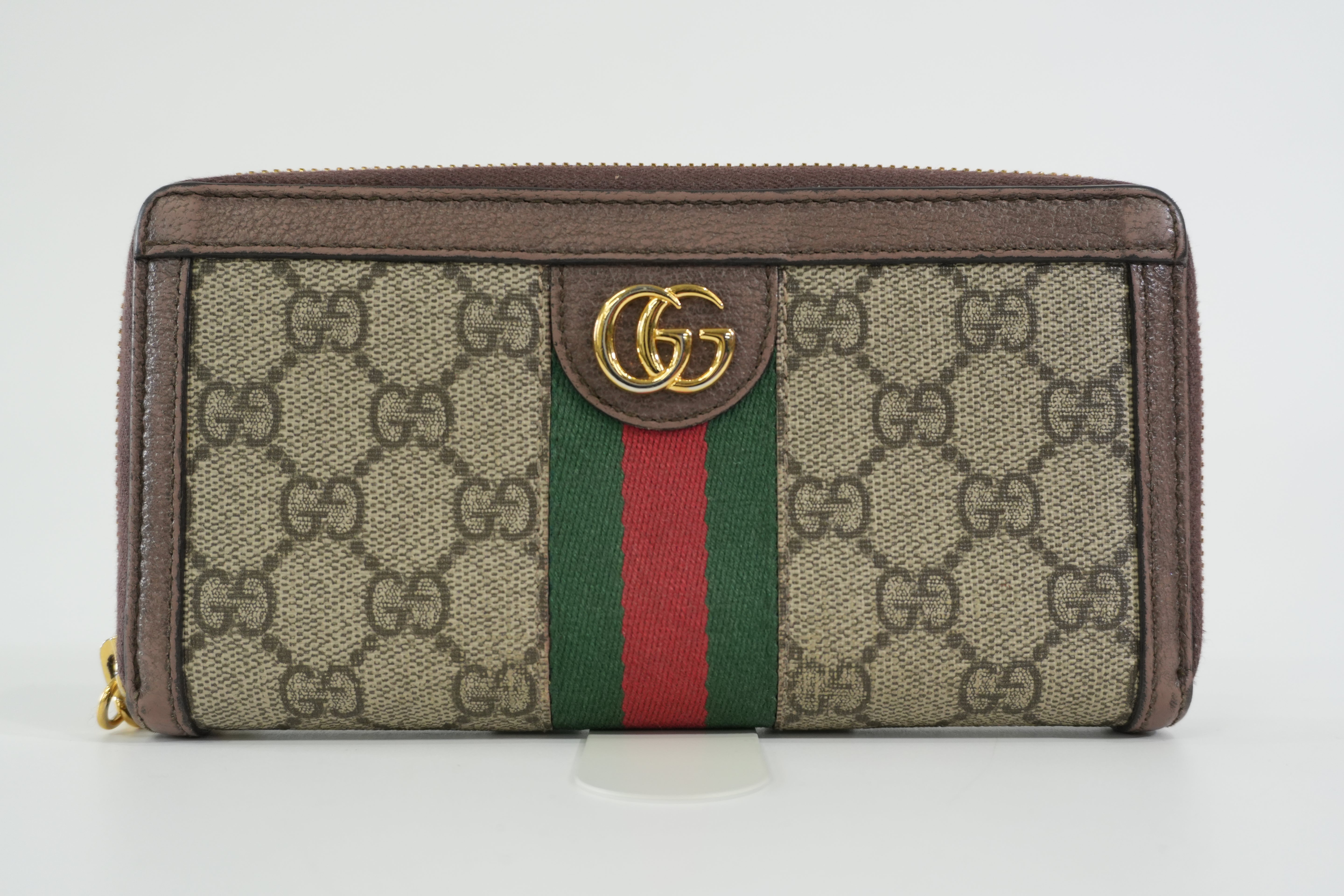 Pre-owned Gucci Ophidia Zippy Long Wallet Brown