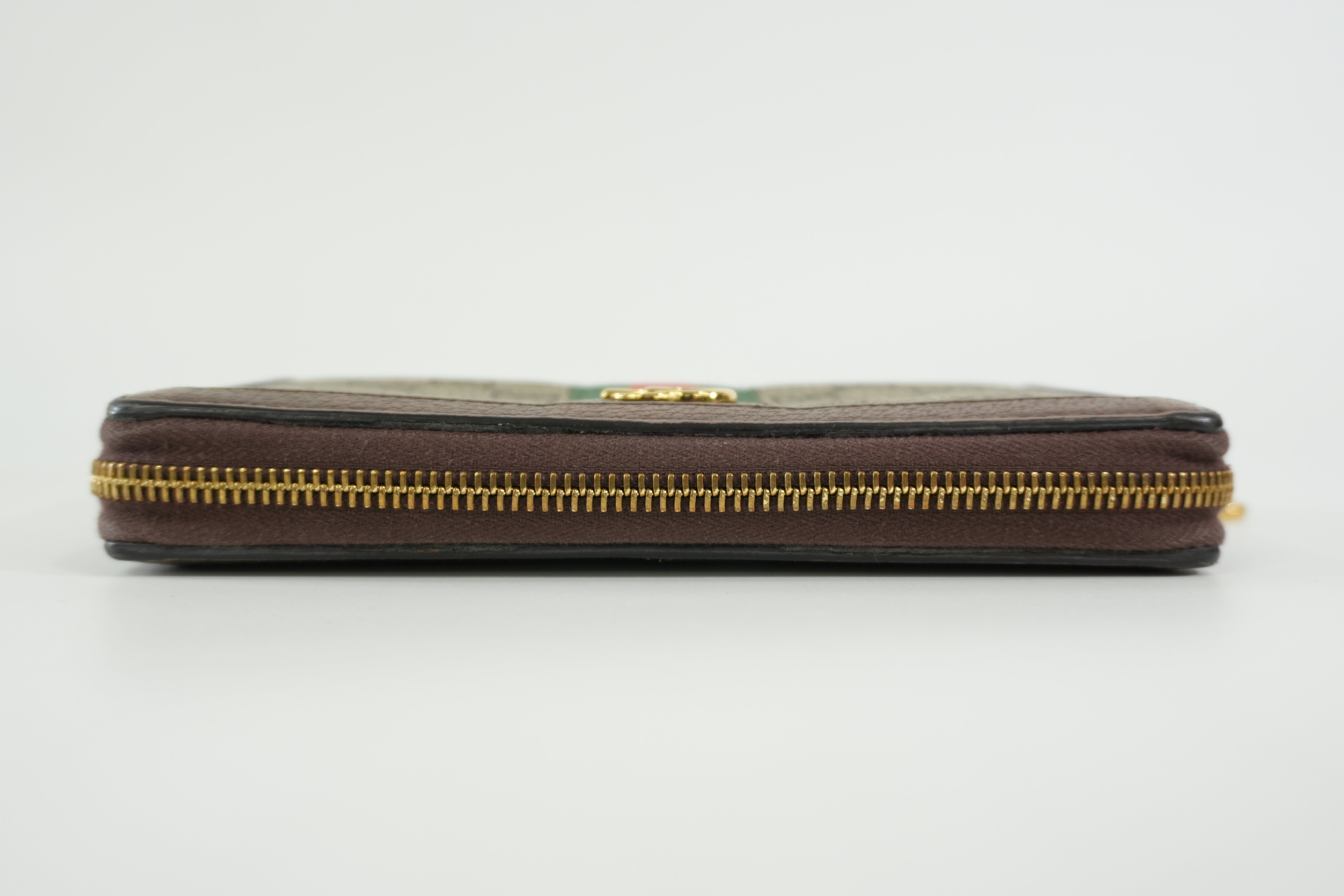 Pre-owned Gucci Ophidia Zippy Long Wallet Brown