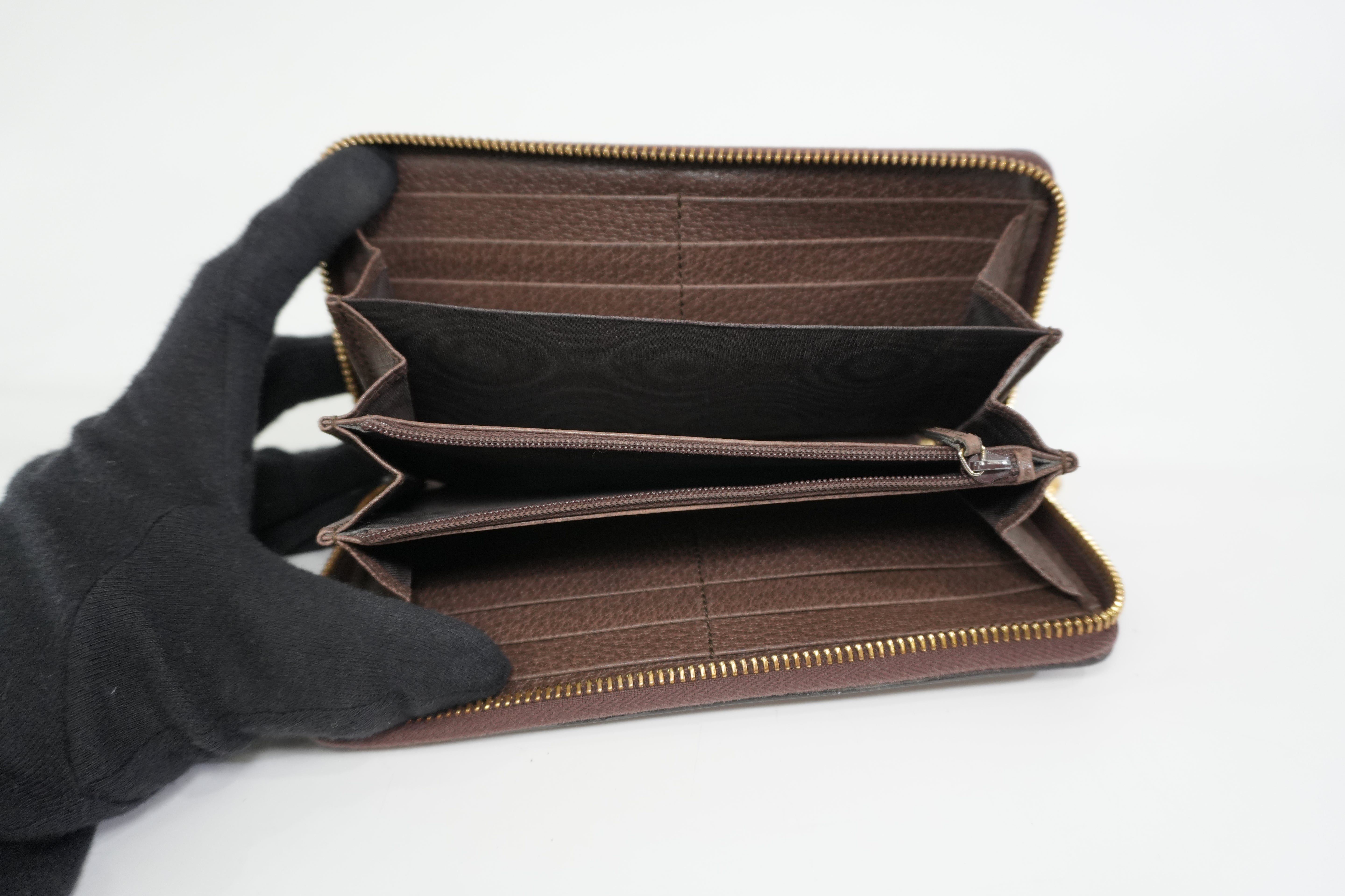 Pre-owned Gucci Ophidia Zippy Long Wallet Brown