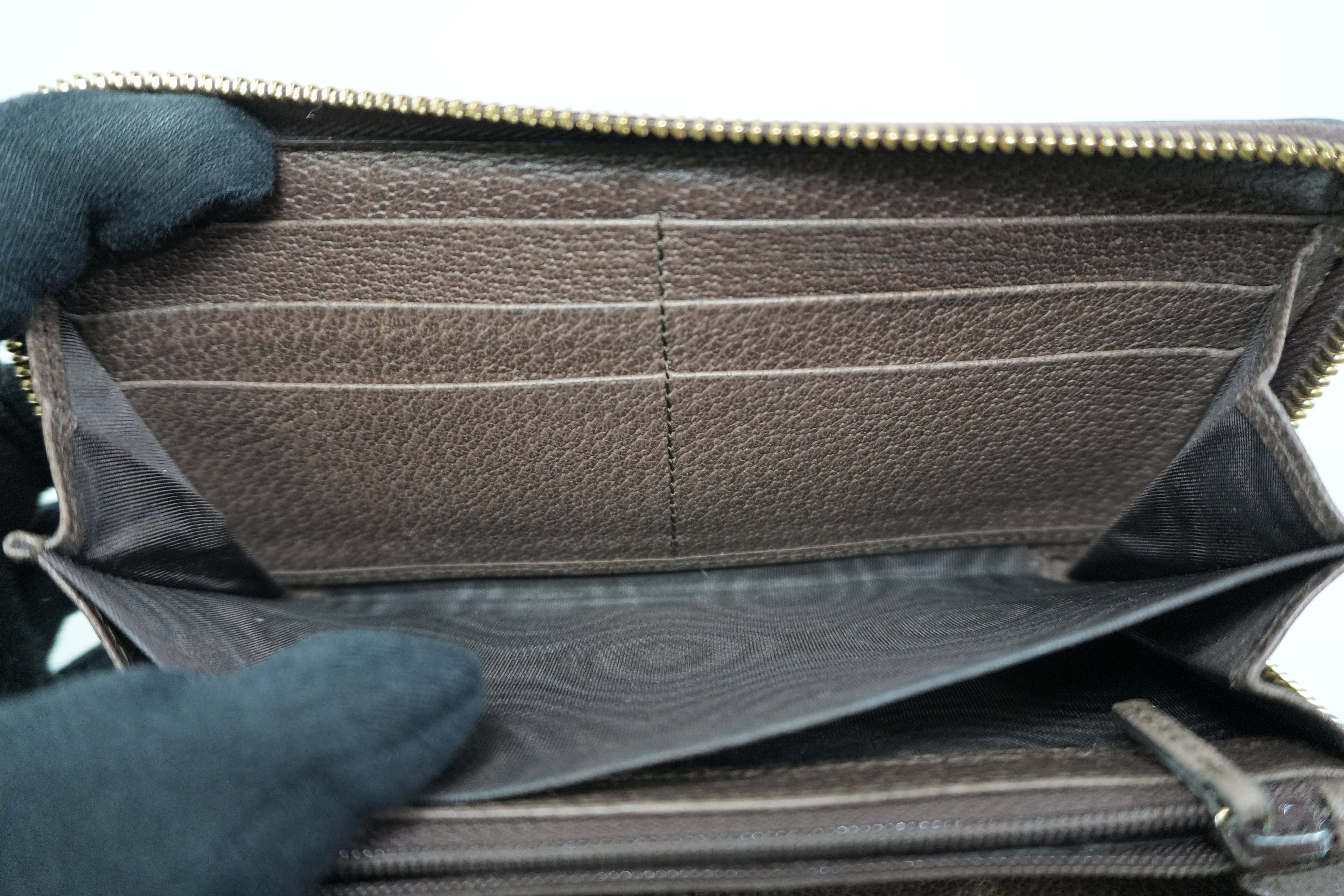 Pre-owned Gucci Ophidia Zippy Long Wallet Brown
