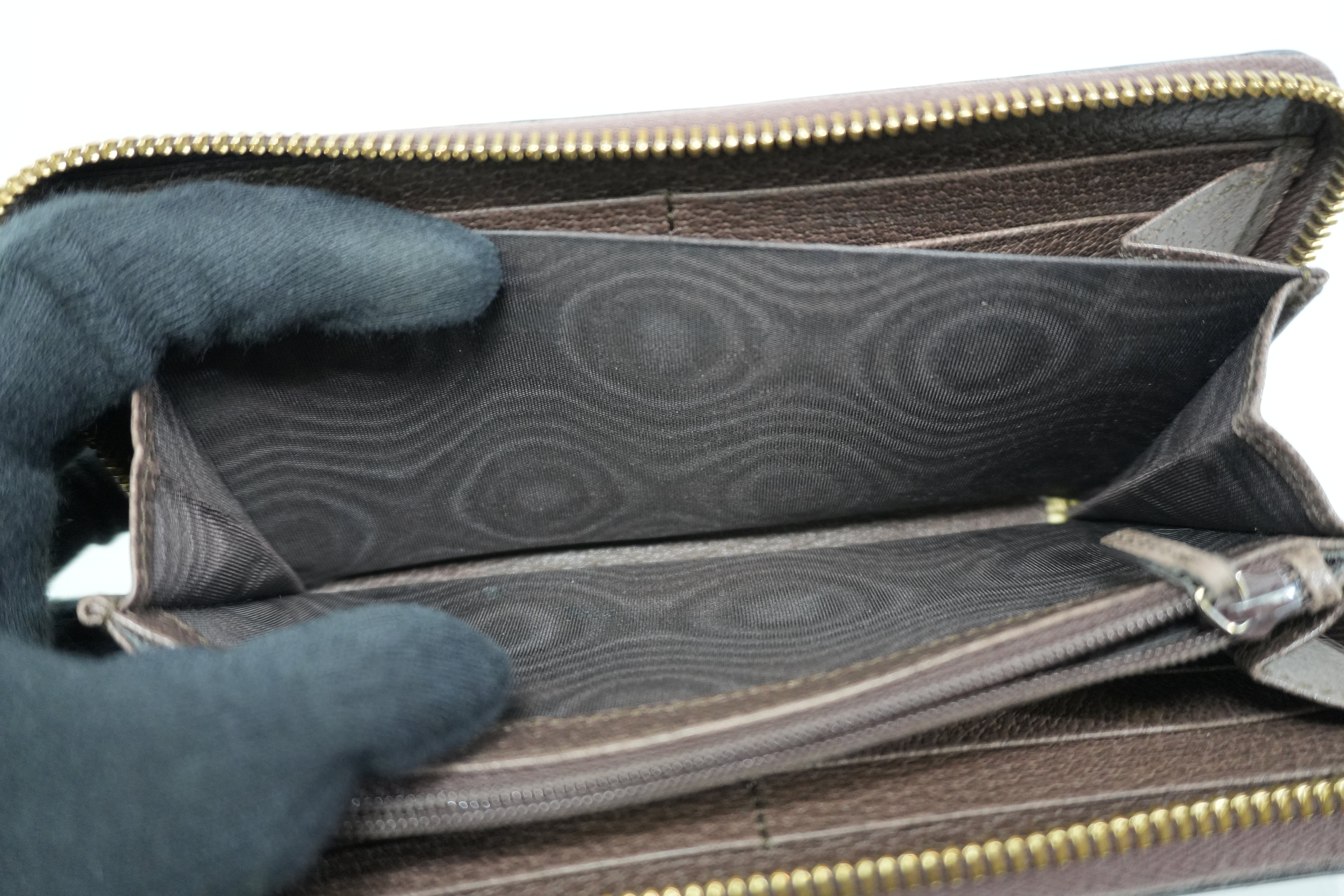 Pre-owned Gucci Ophidia Zippy Long Wallet Brown