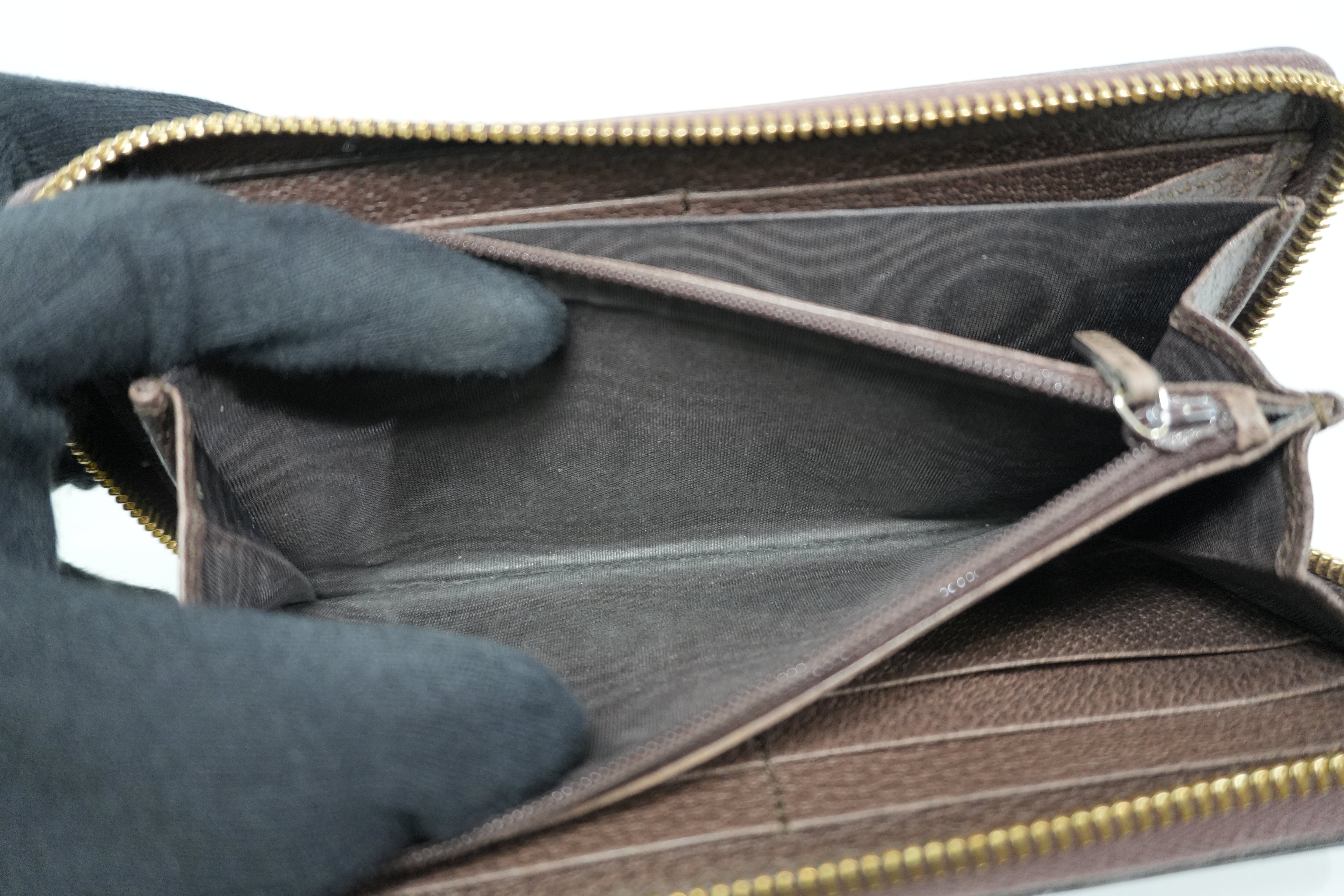 Pre-owned Gucci Ophidia Zippy Long Wallet Brown