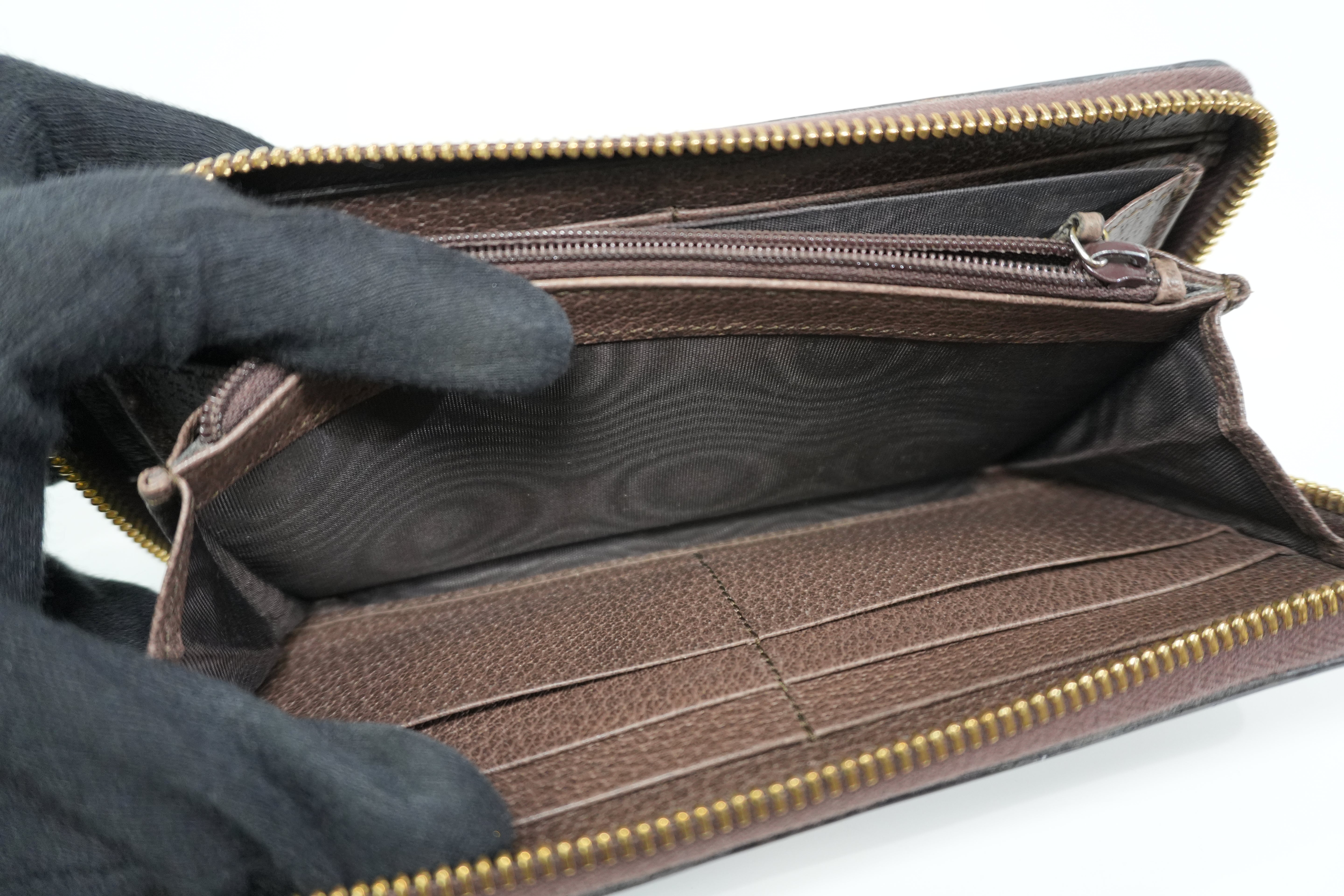 Pre-owned Gucci Ophidia Zippy Long Wallet Brown