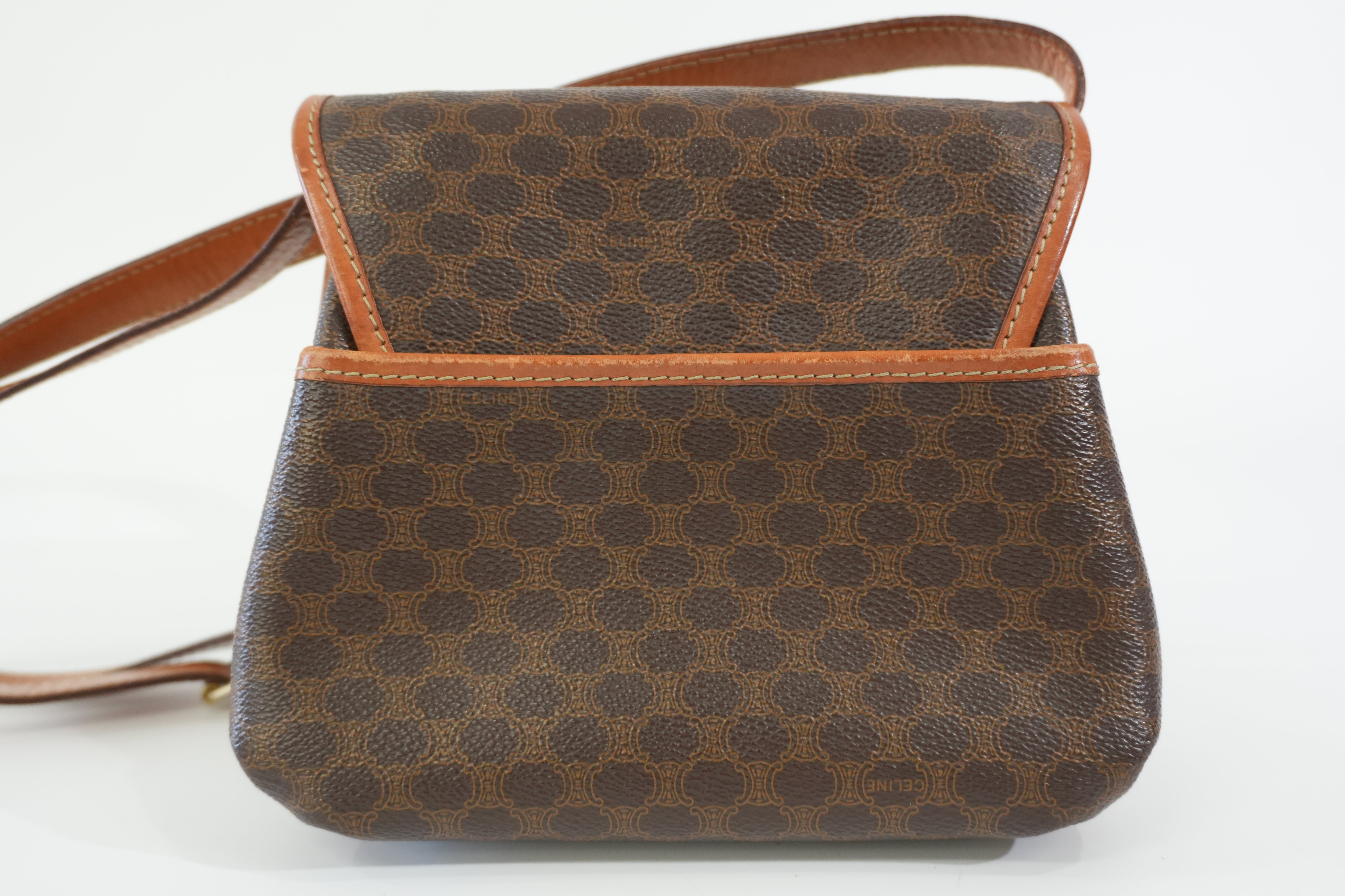 Pre-owned Celine Macadam Shoulder Bag Brown