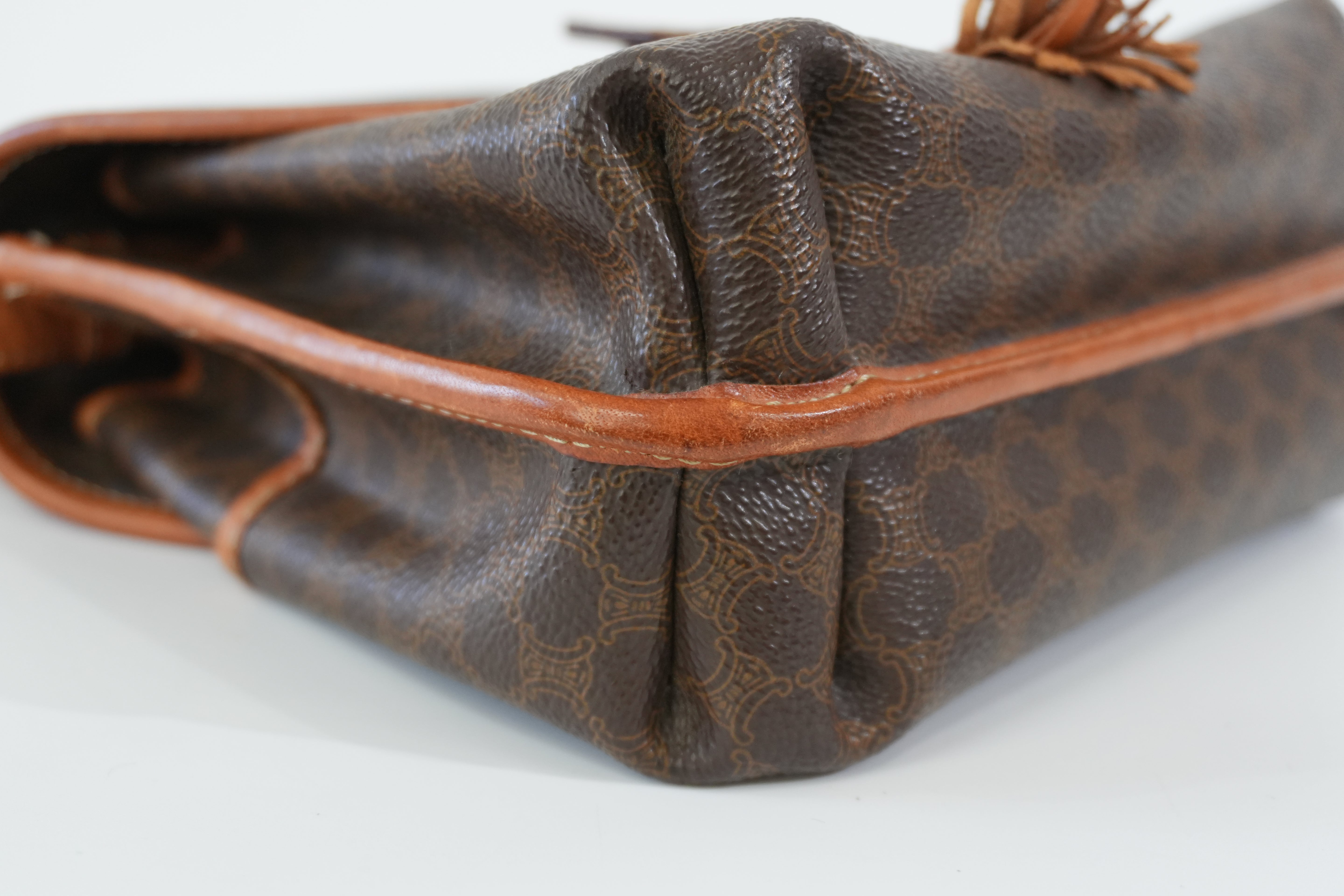 Pre-owned Celine Macadam Shoulder Bag Brown