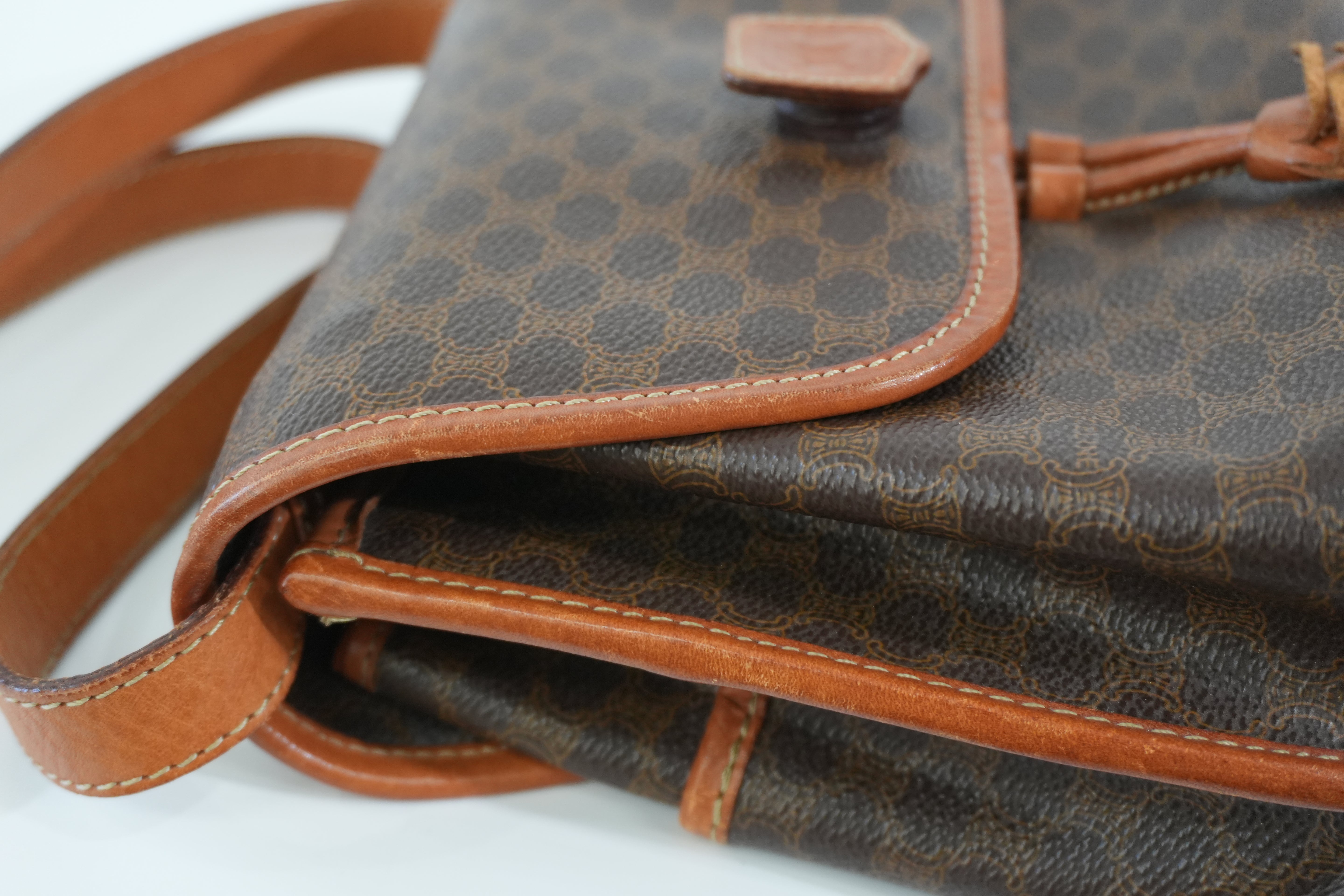 Pre-owned Celine Macadam Shoulder Bag Brown