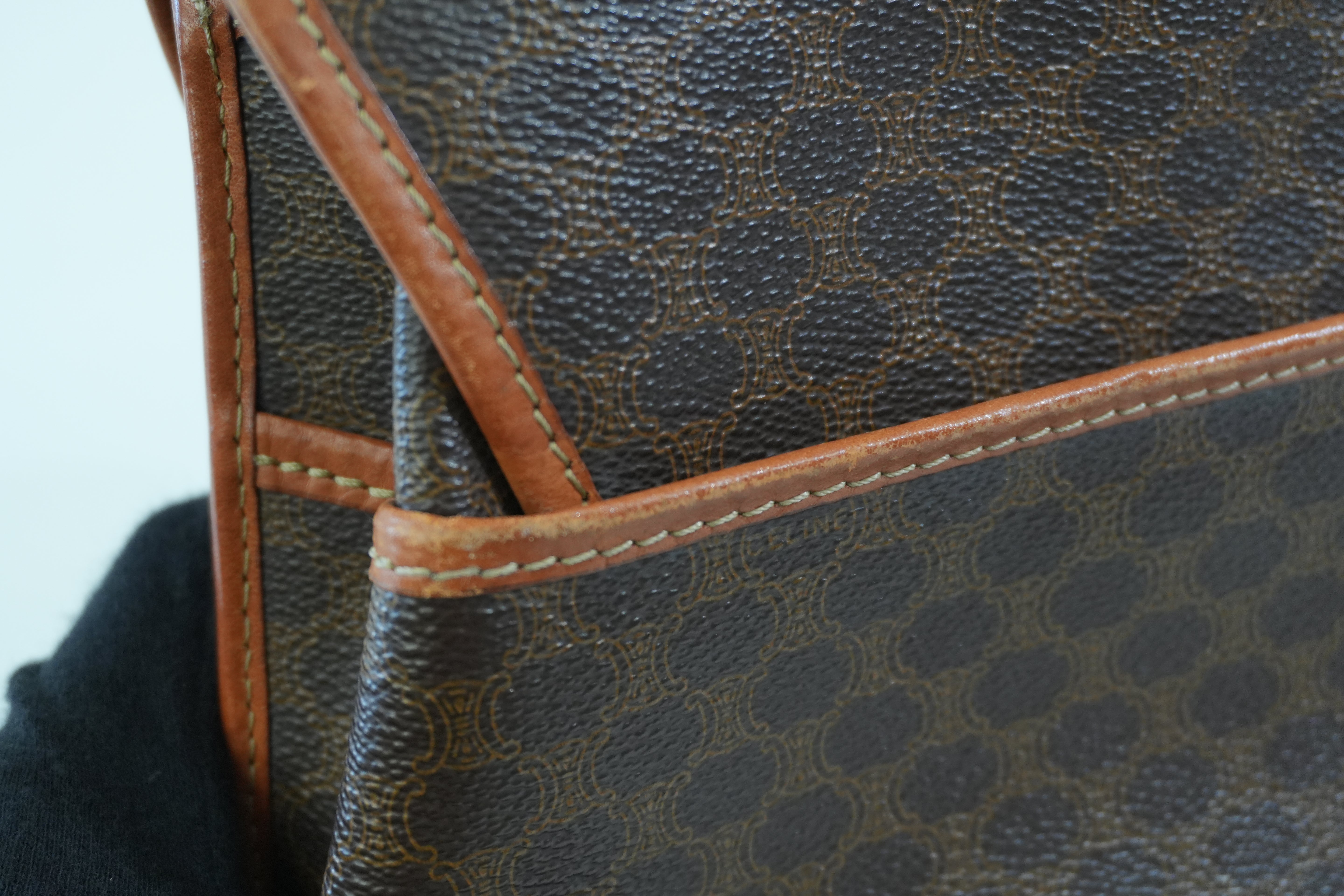 Pre-owned Celine Macadam Shoulder Bag Brown