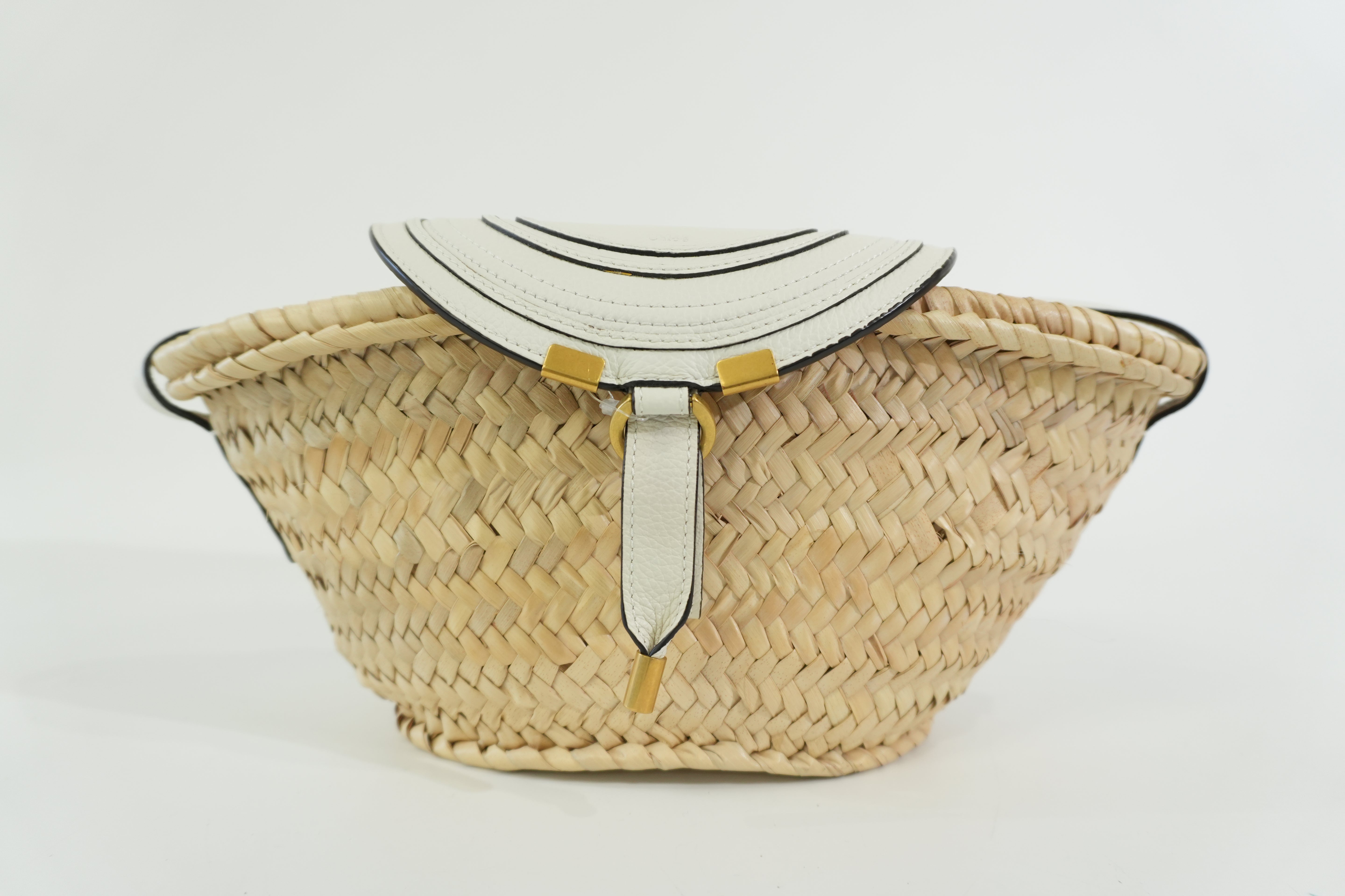 Pre-owned Chloe Raffia Shoulder Bag White