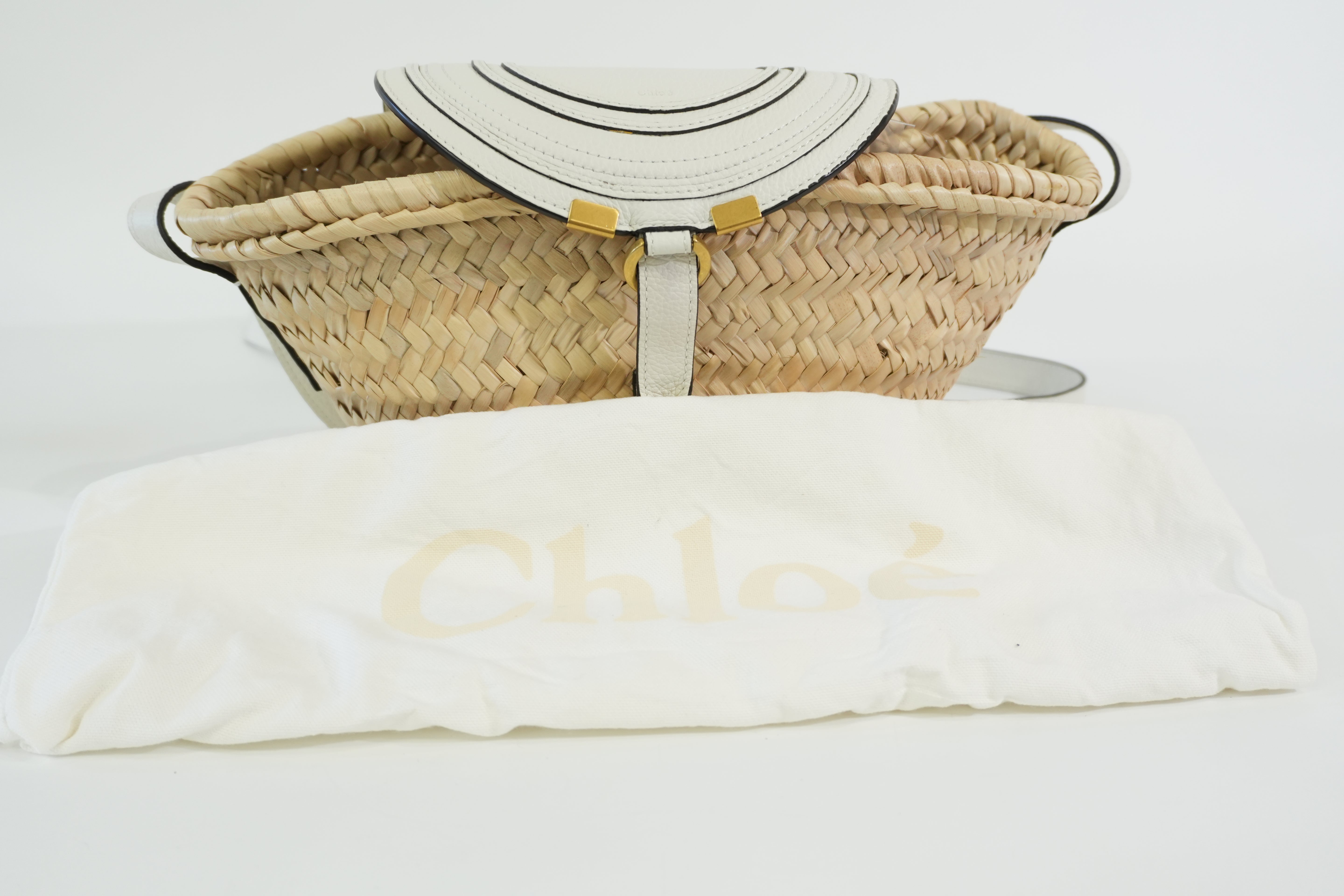 Pre-owned Chloe Raffia Shoulder Bag White