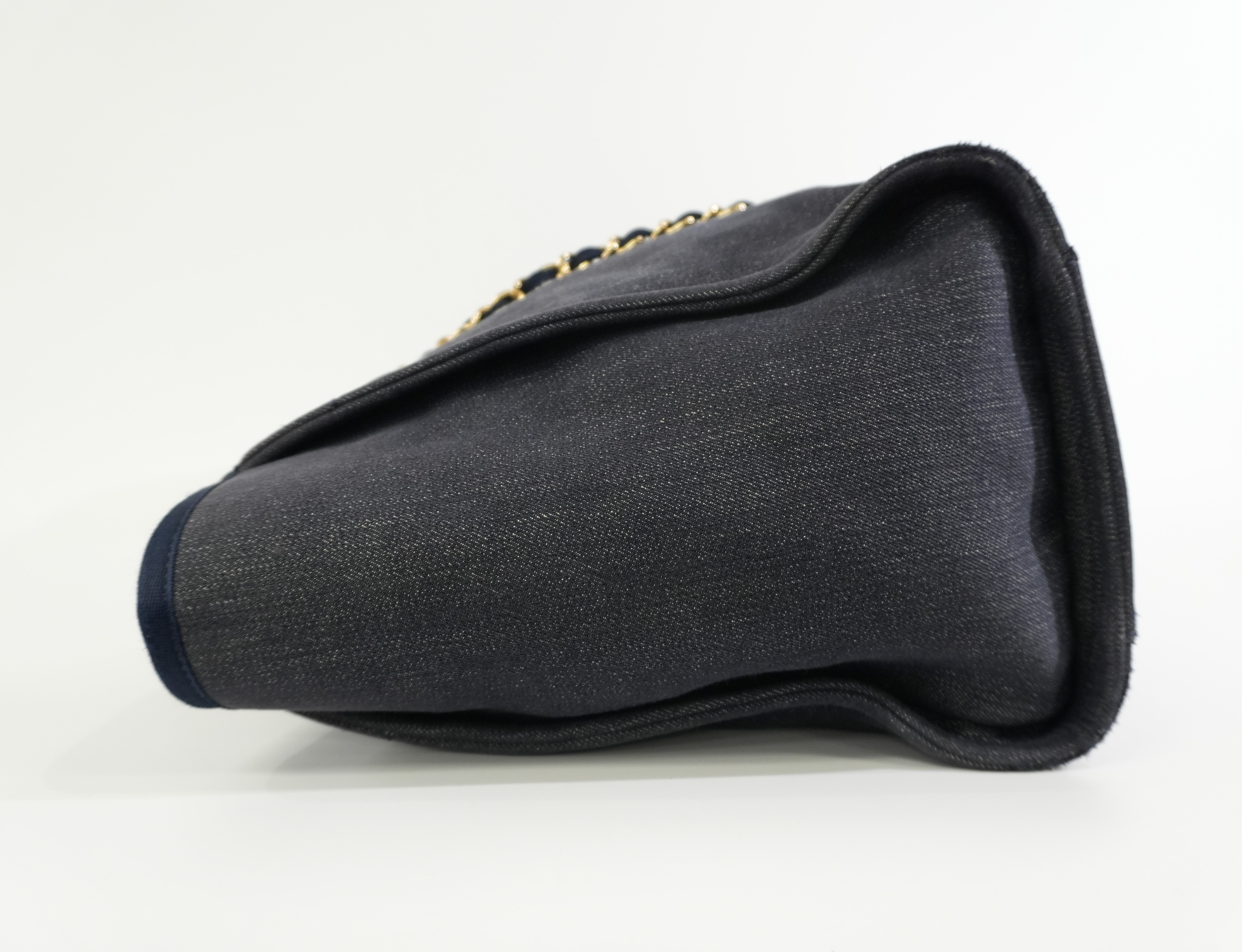 Pre-owned Chanel Deauville Tote Bag Blue Denim