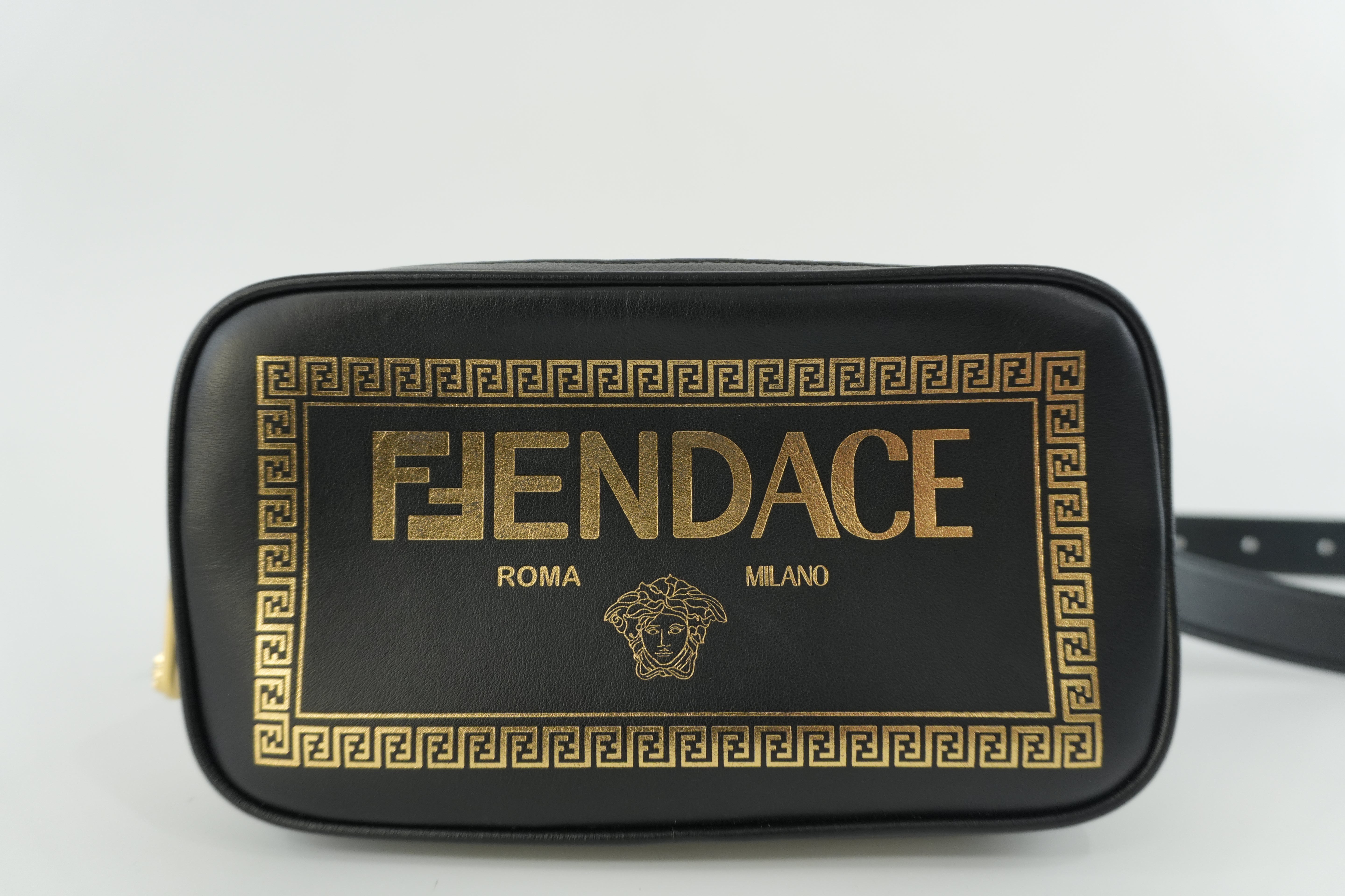 Fendace (Fendi and Versace) Shoulder Bag Leather Black Used