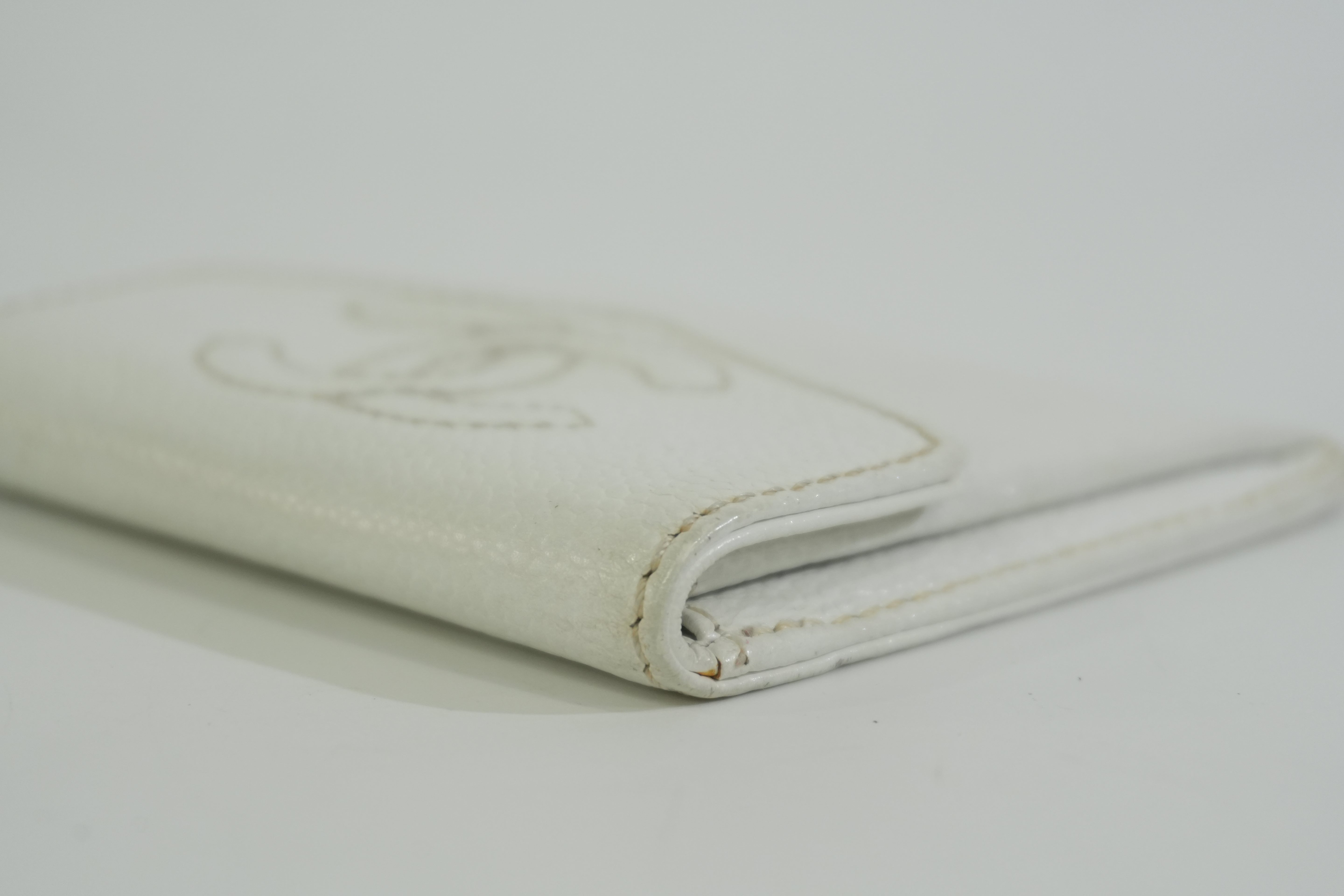 Pre-owned Chanel Caviar Skin Card Case White