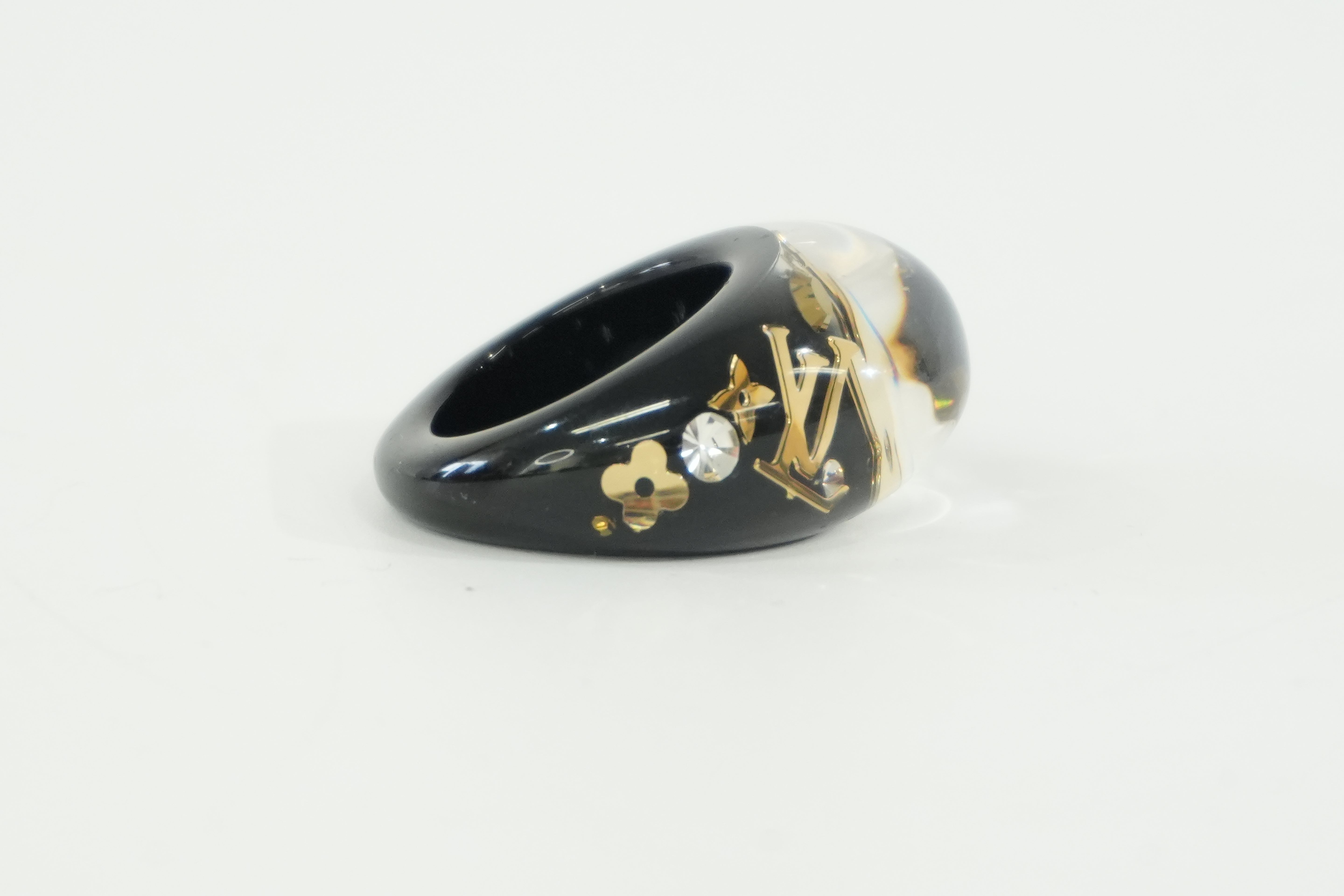 Pre-owned Louis Vuitton Resin Ring Size L Black