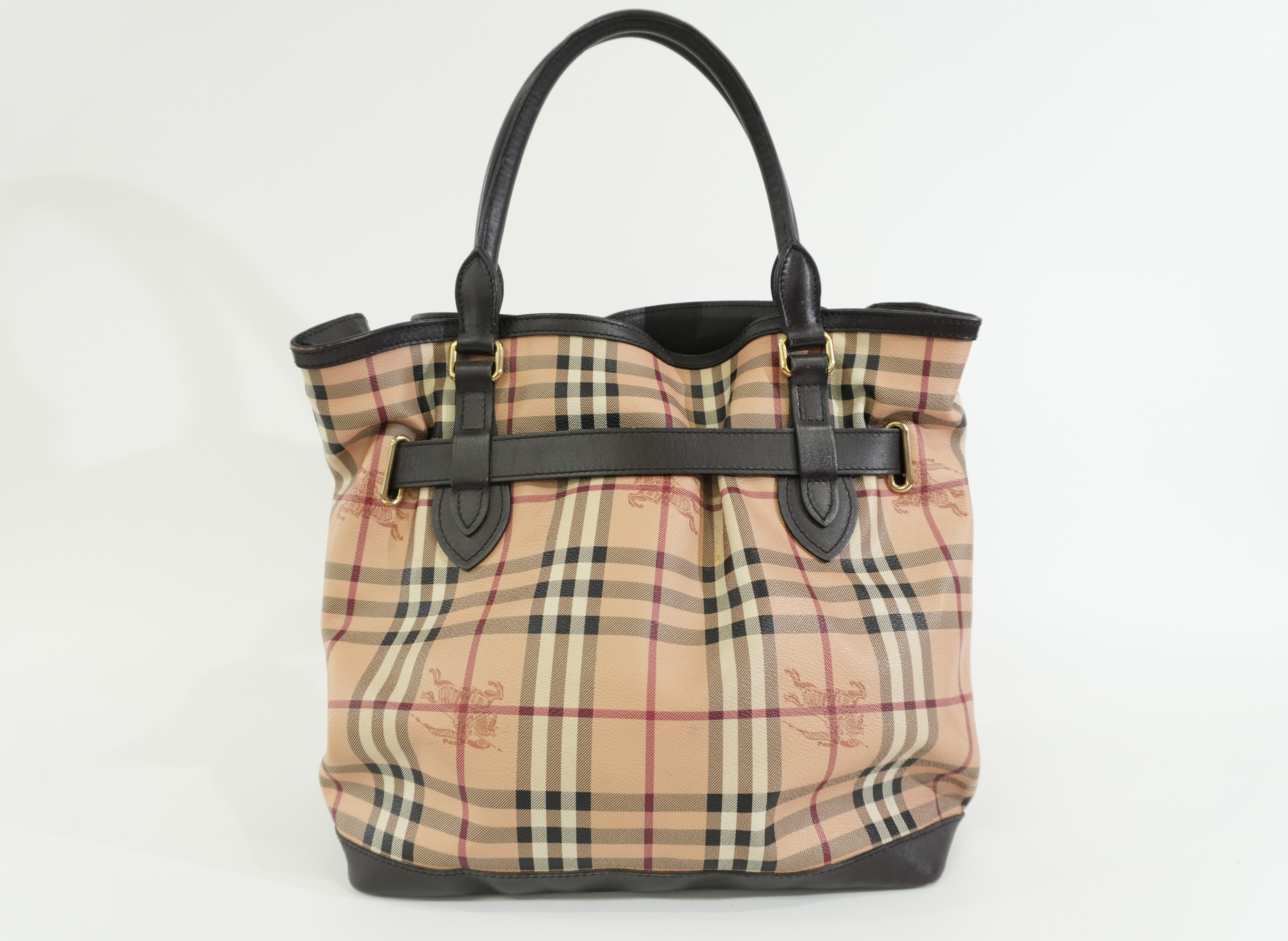 Pre-owned Burberry Haymarket Check Golderton Tote Bag Beige