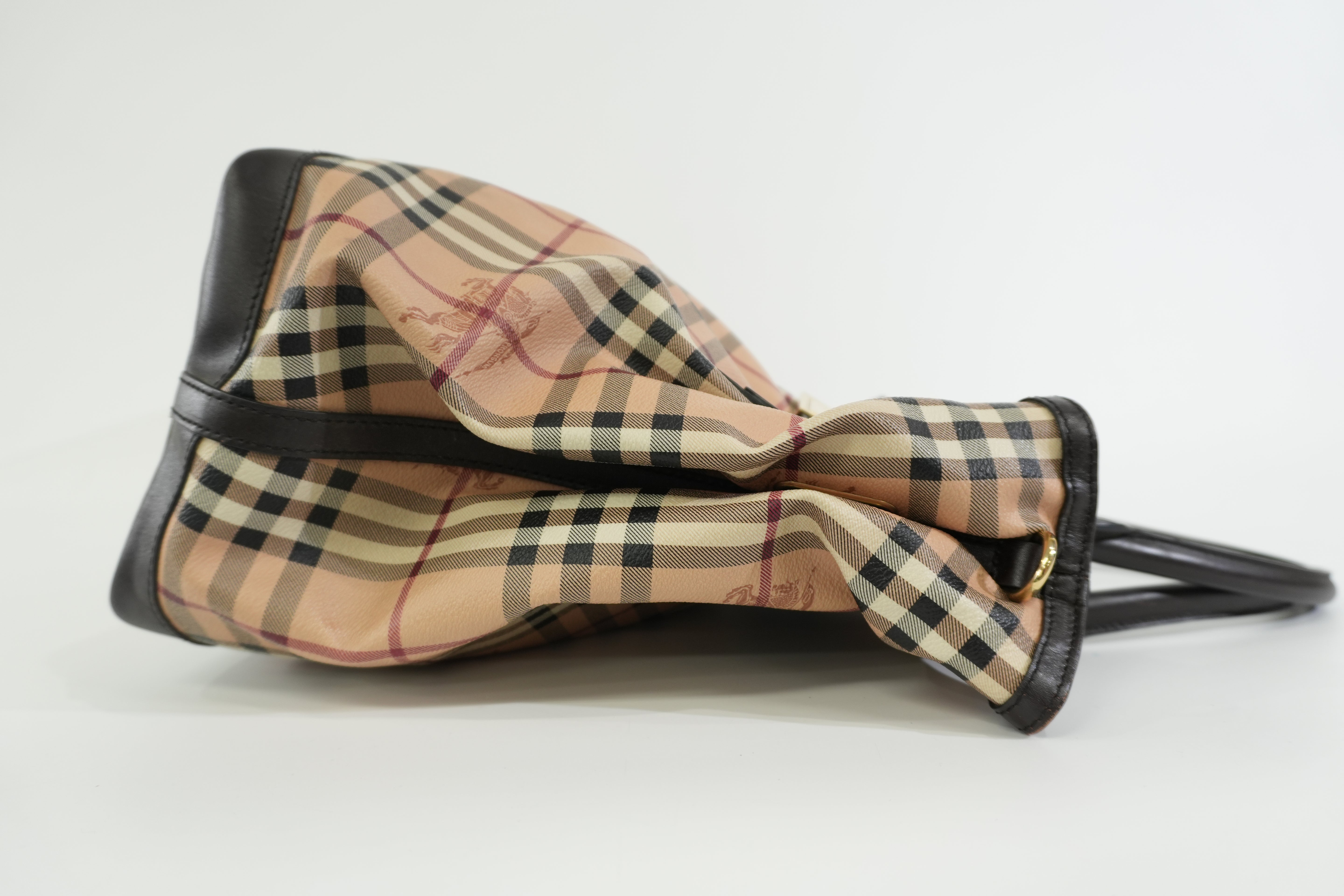 Pre-owned Burberry Haymarket Check Golderton Tote Bag Beige