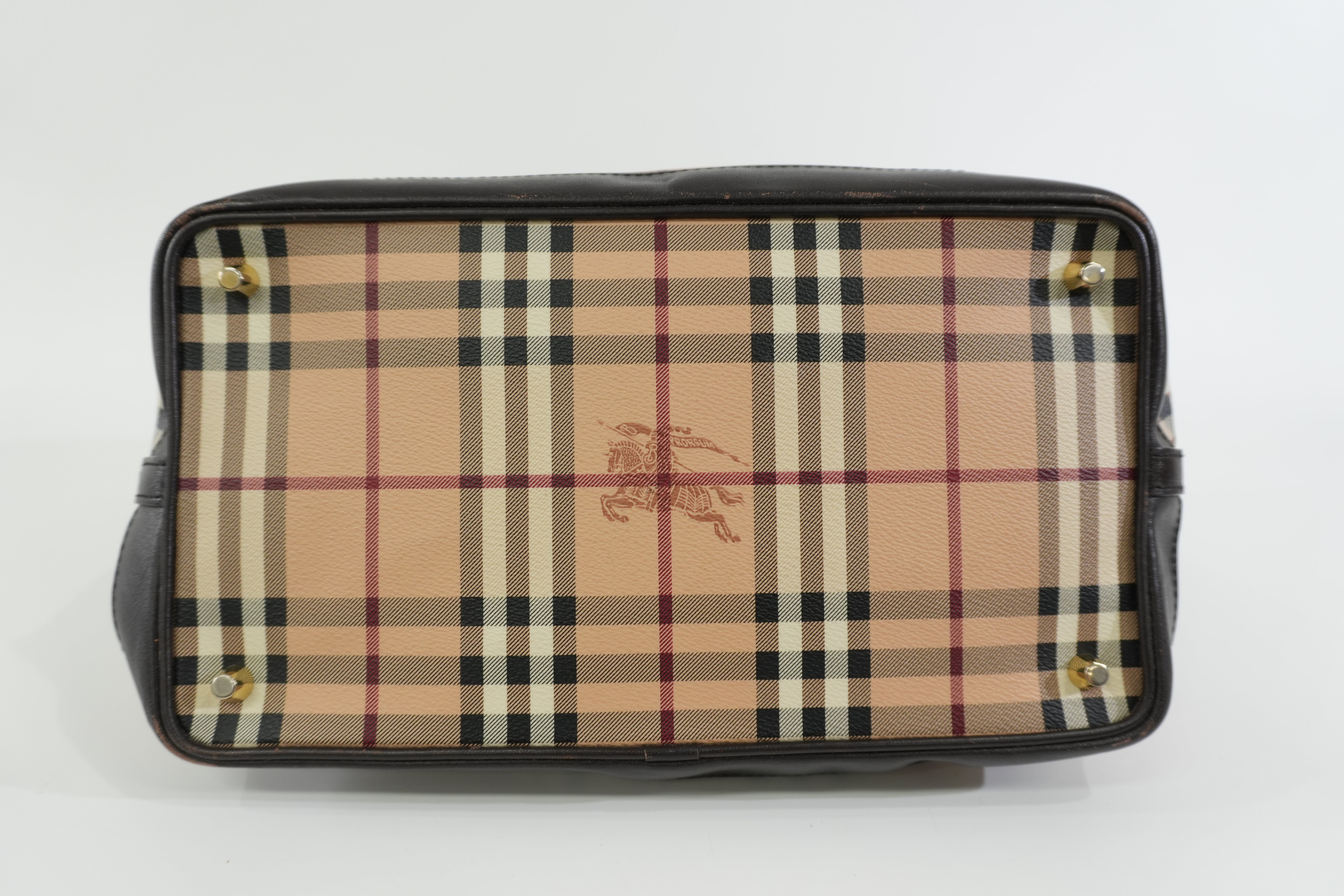 Pre-owned Burberry Haymarket Check Golderton Tote Bag Beige