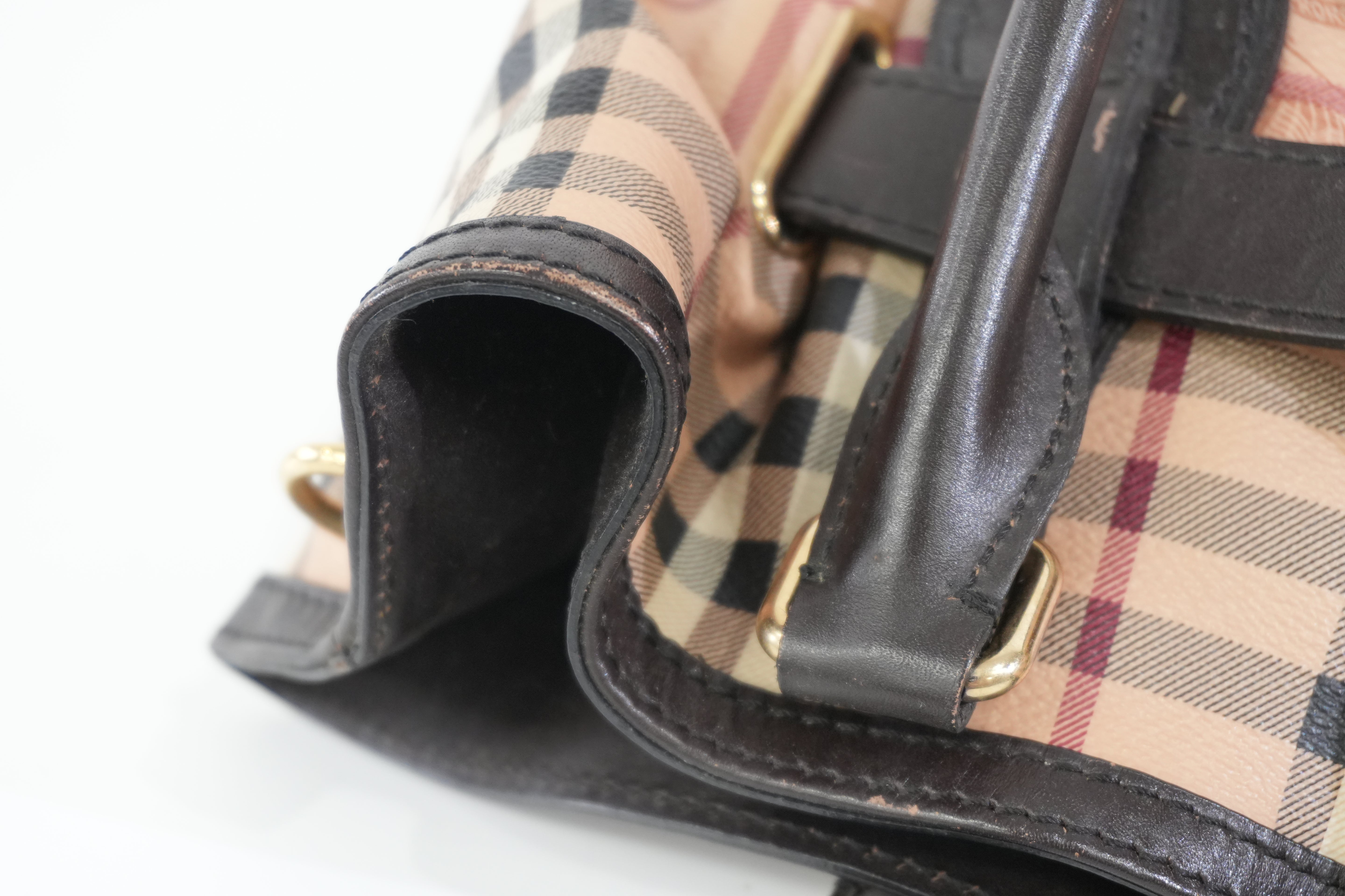 Pre-owned Burberry Haymarket Check Golderton Tote Bag Beige