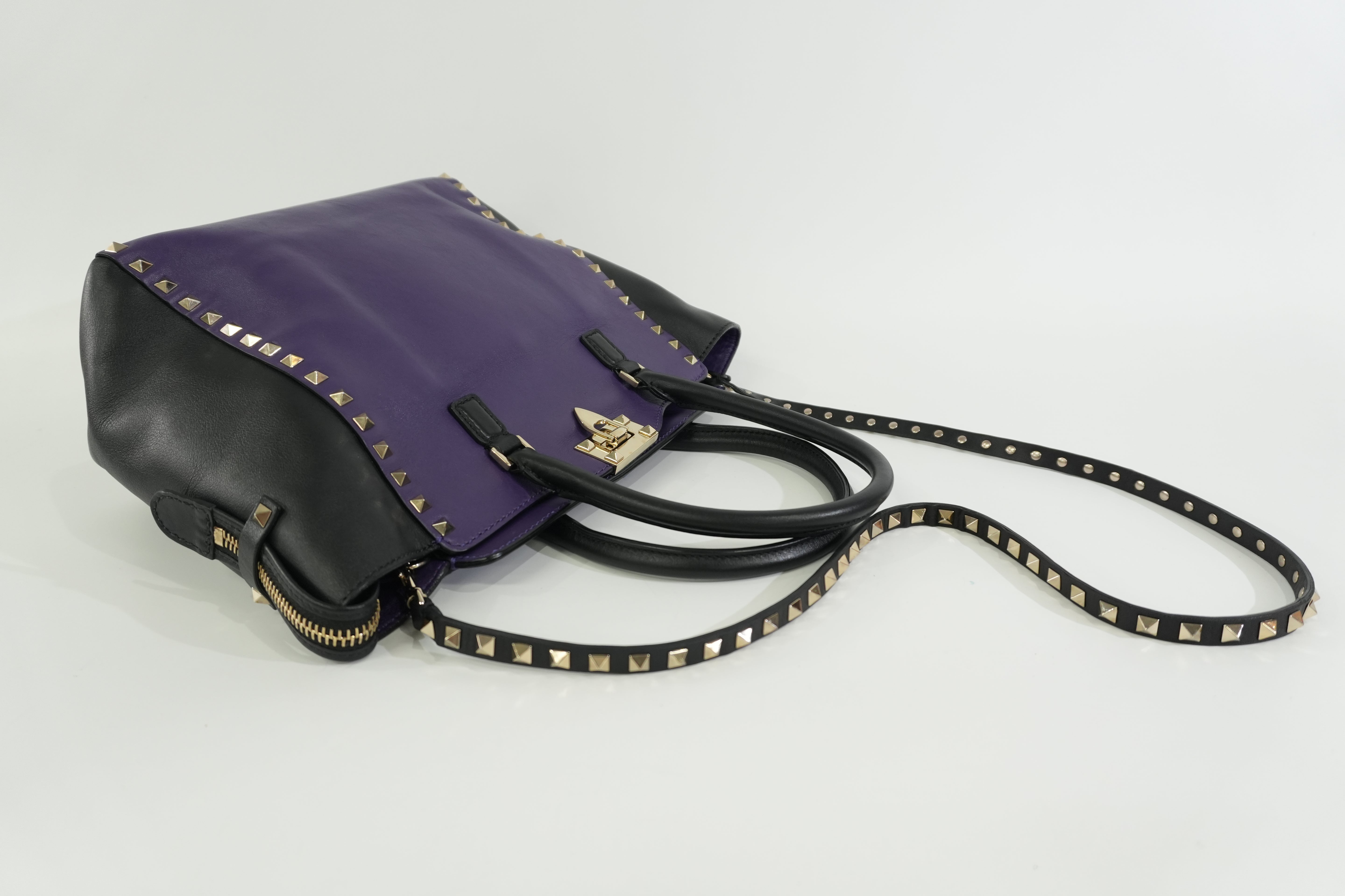 Pre-owned Valentino Two Way Studded Shoulder Bag Purple