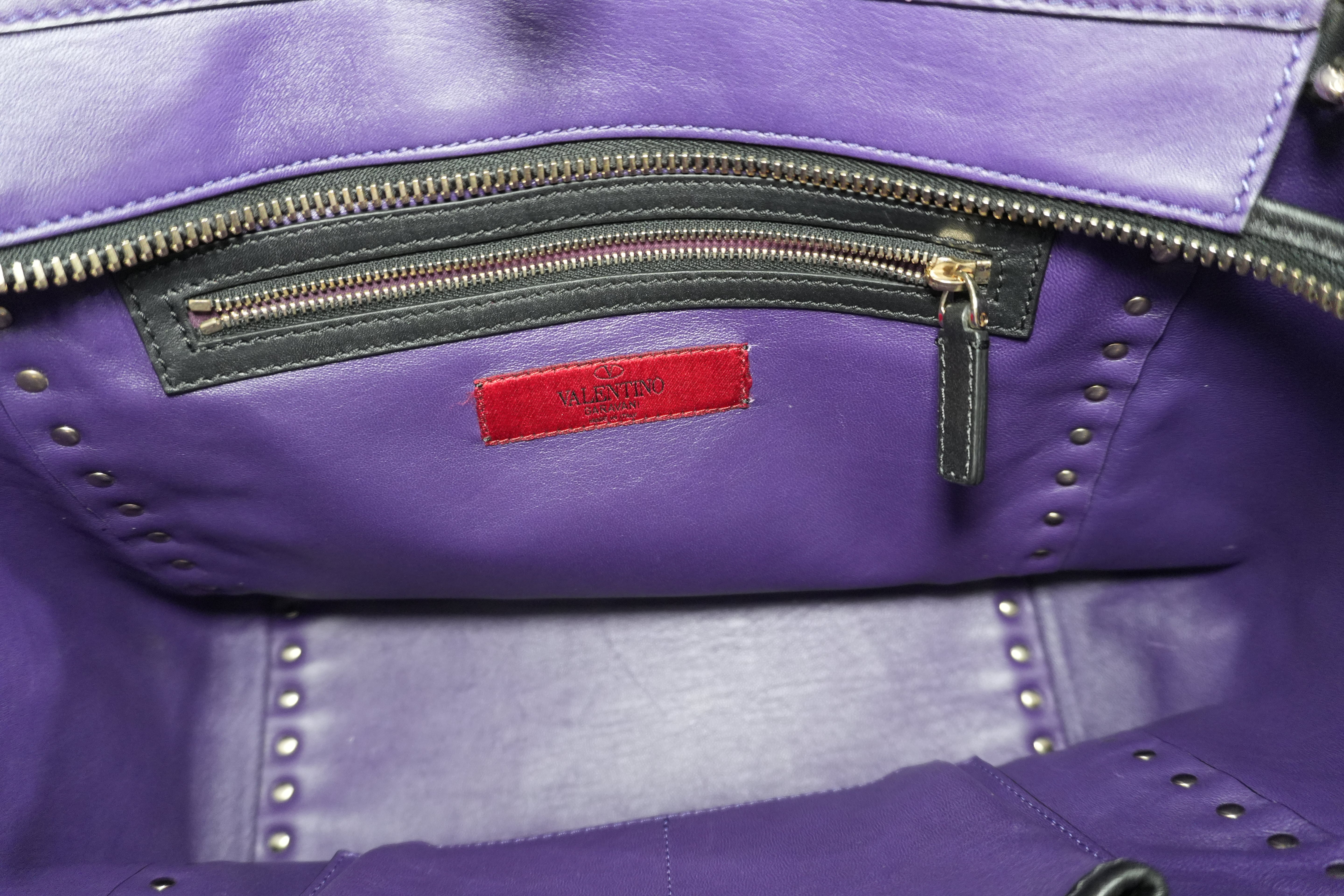 Pre-owned Valentino Two Way Studded Shoulder Bag Purple