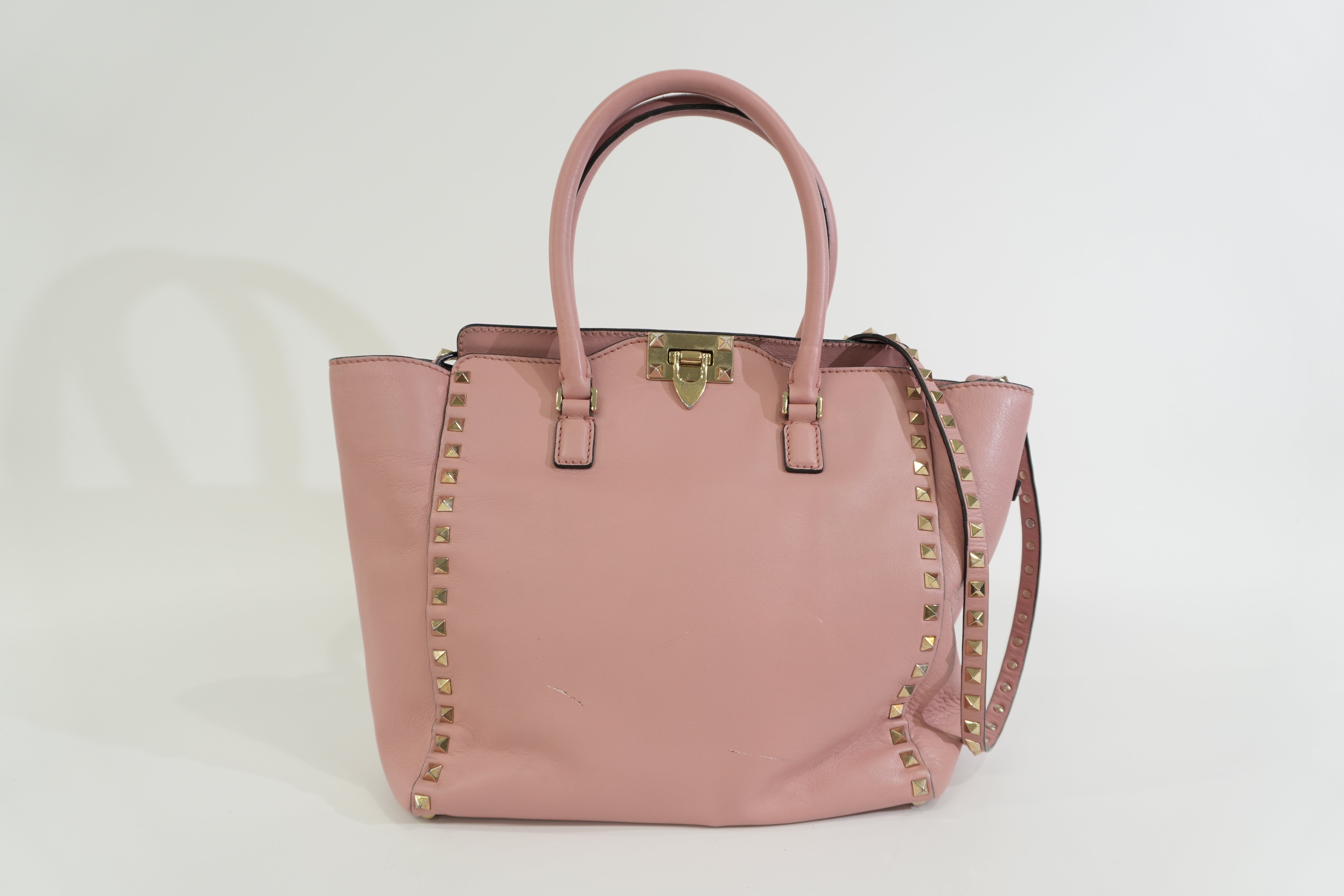 Pre-owned Valentino Two Way Studded Shoulder Bag Pink