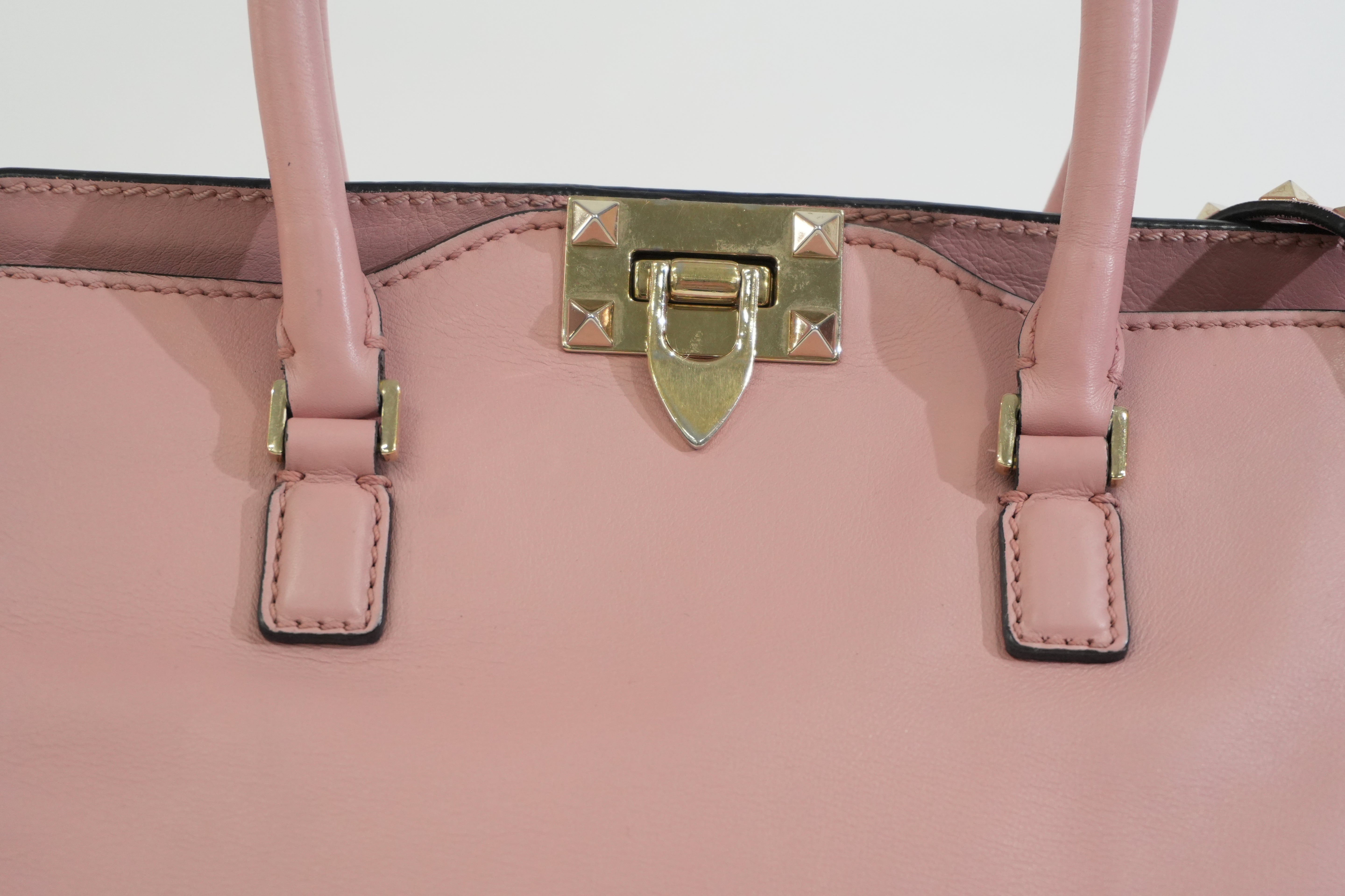 Pre-owned Valentino Two Way Studded Shoulder Bag Pink