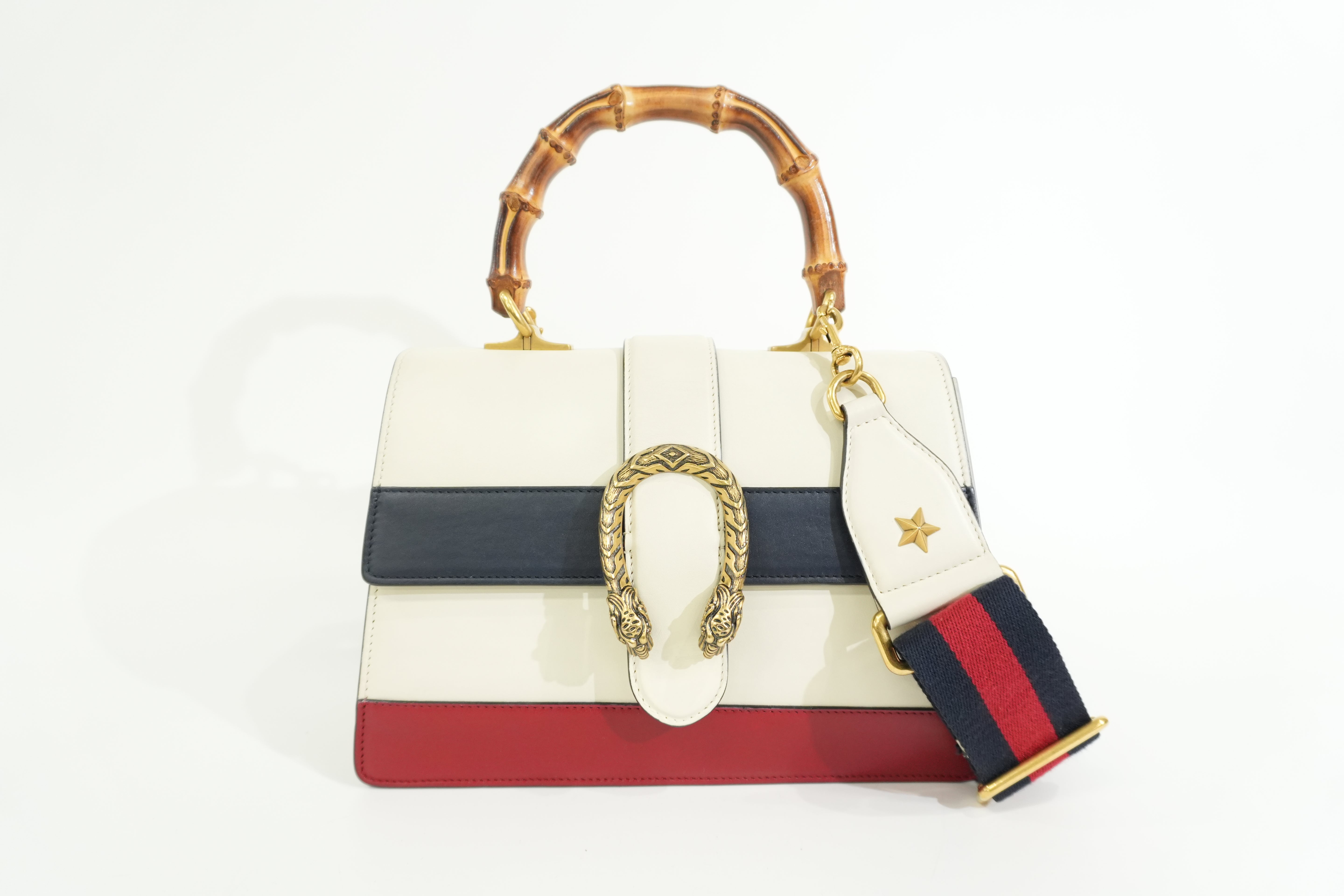 Pre-owned Gucci Two Way Dionysus Bamboo Shoulder Bag White