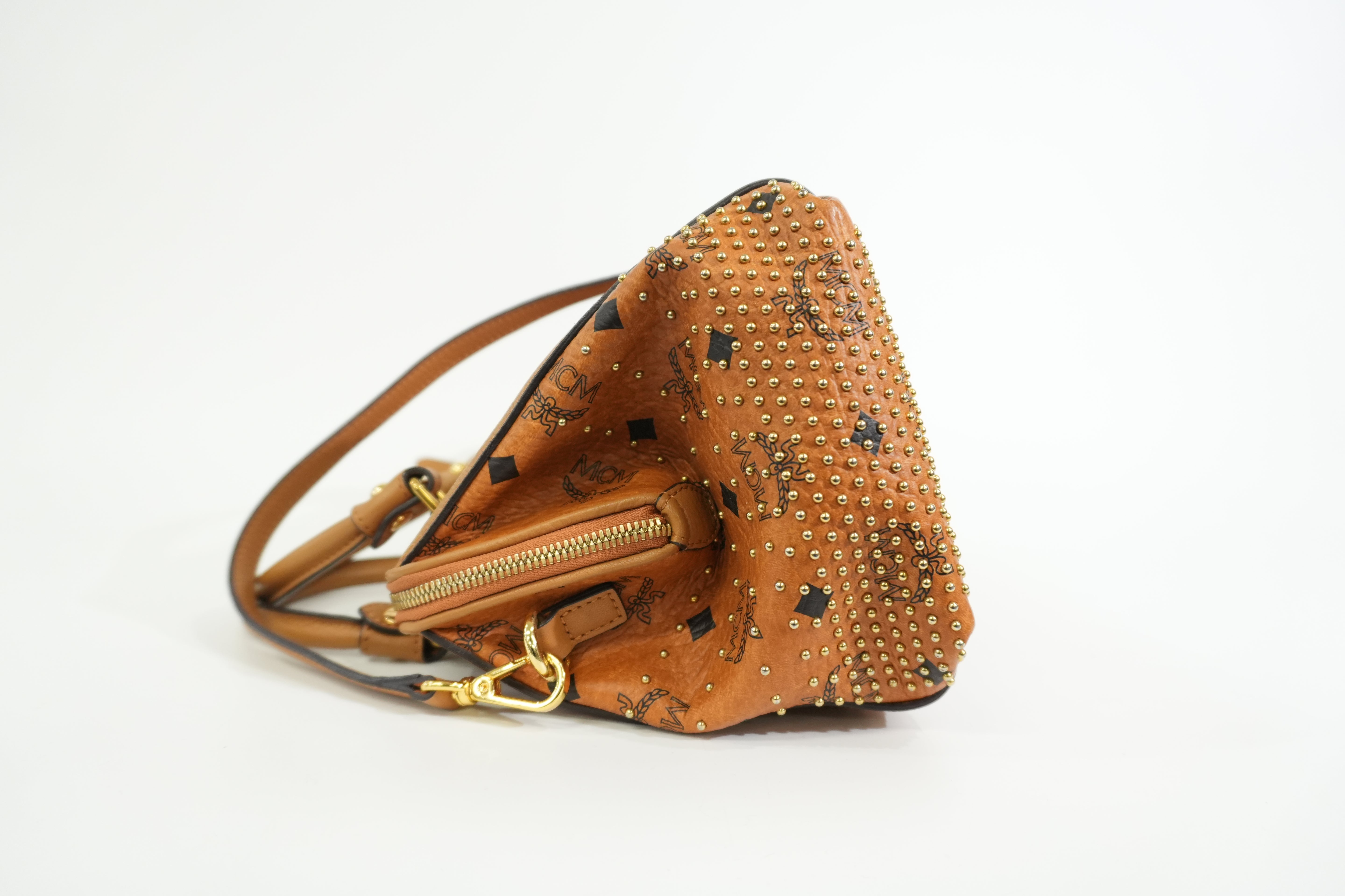 Pre-owned MCM Two Way Boston Bag Cognac