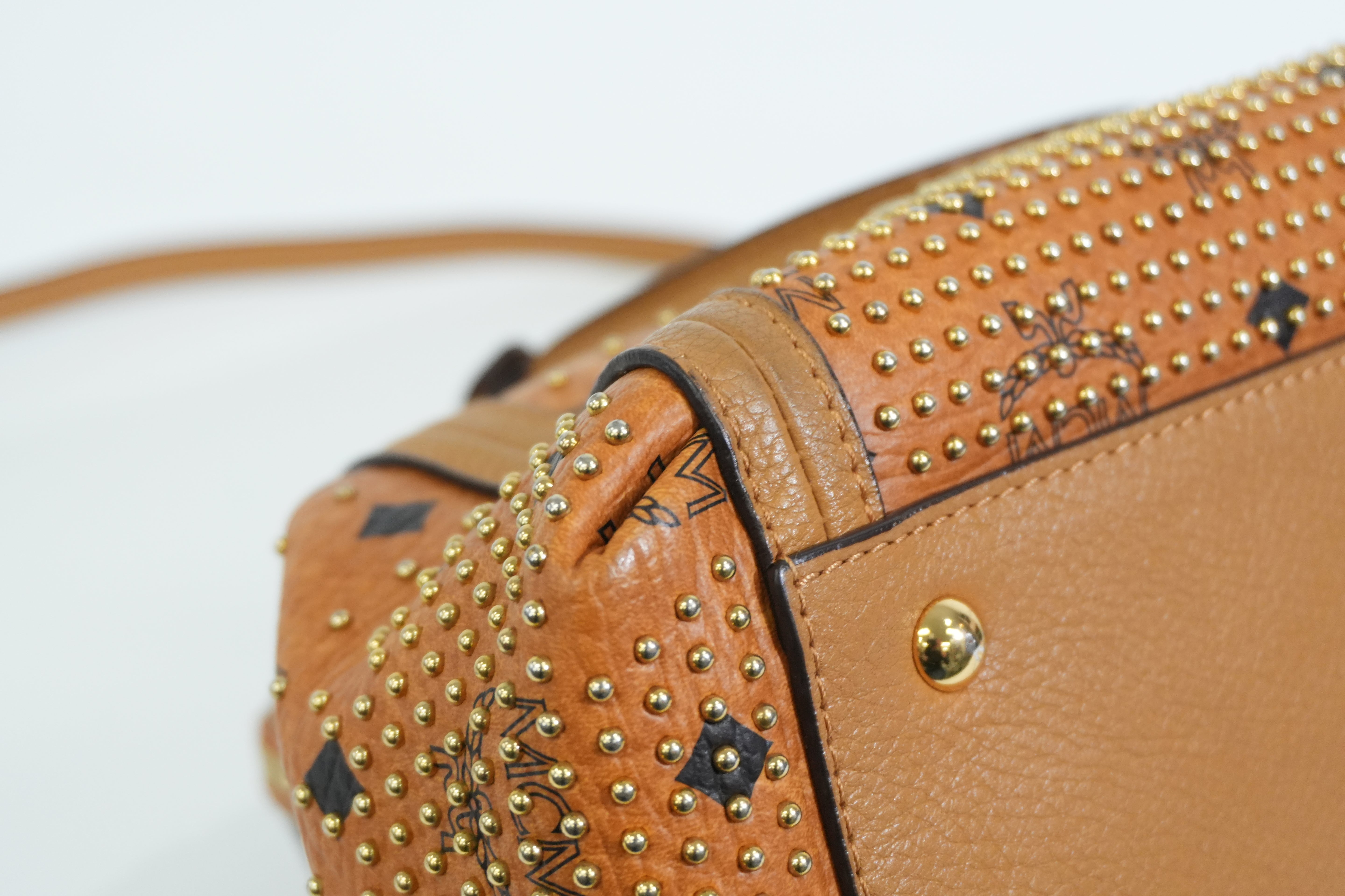 Pre-owned MCM Two Way Boston Bag Cognac