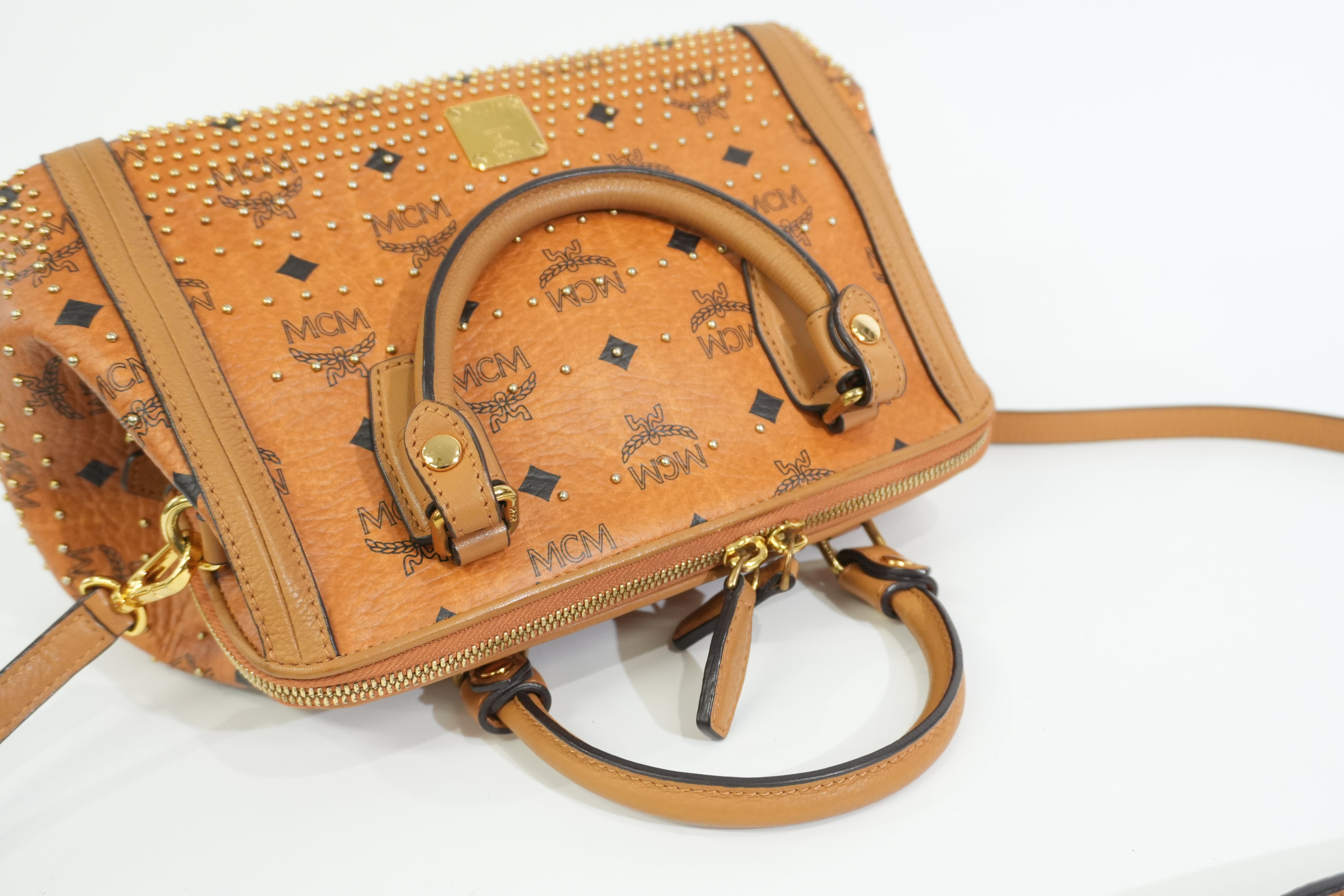 Pre-owned MCM Two Way Boston Bag Cognac