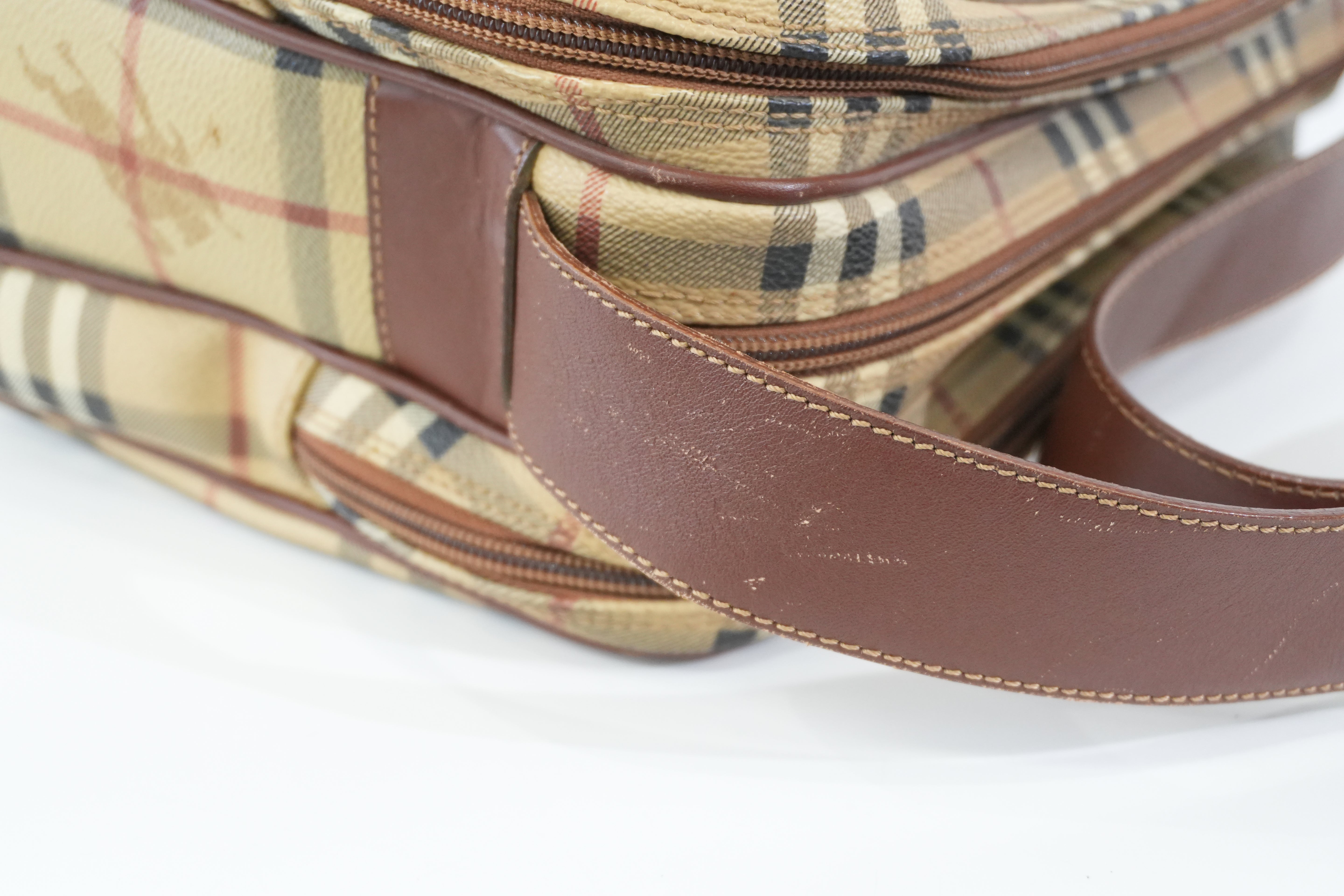 Pre-owned Burberry Nova Check Messenger Bag Beige and Brown