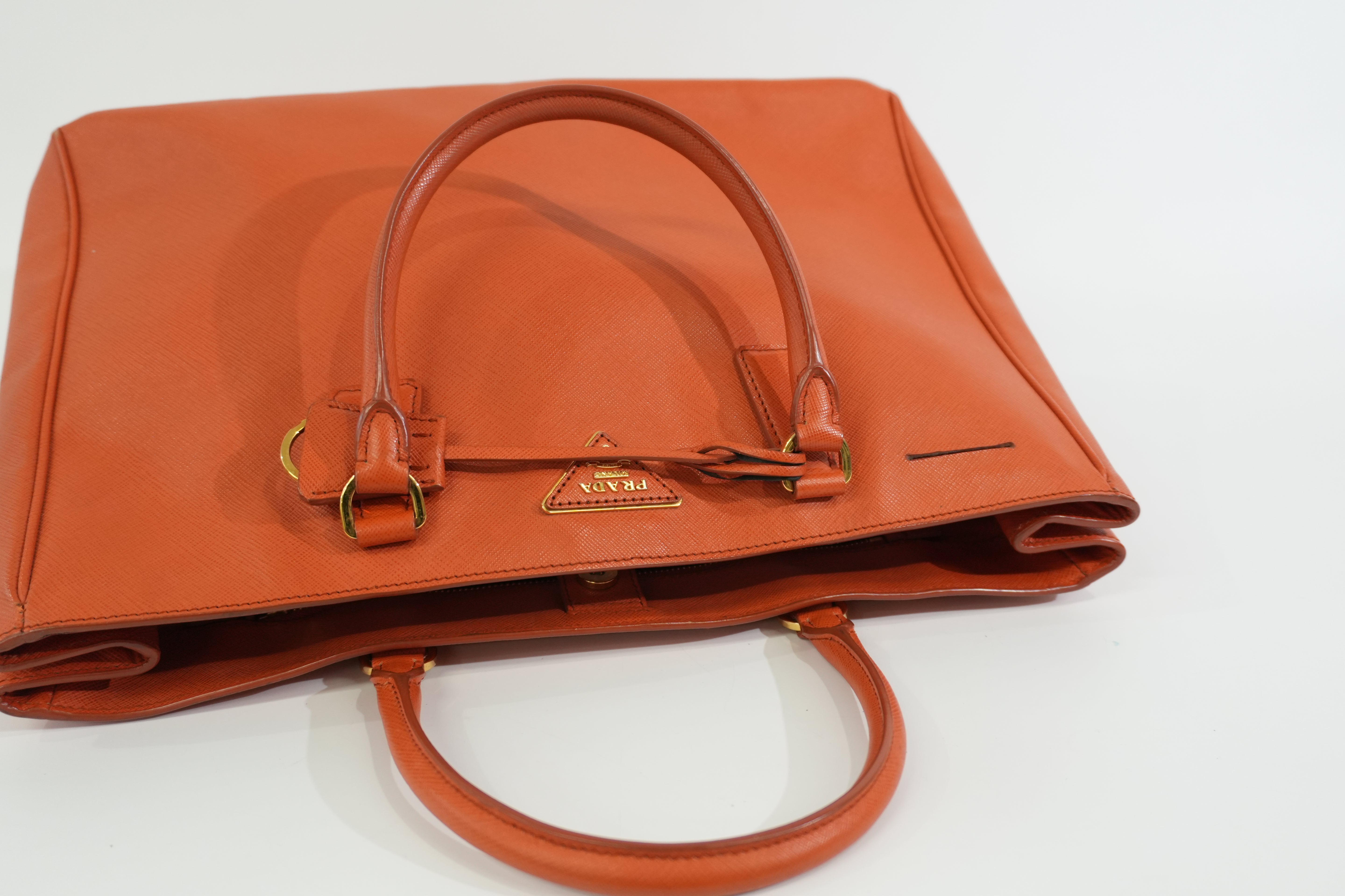 Pre-owned Prada Galleria Saffiano Tote Bag Orange