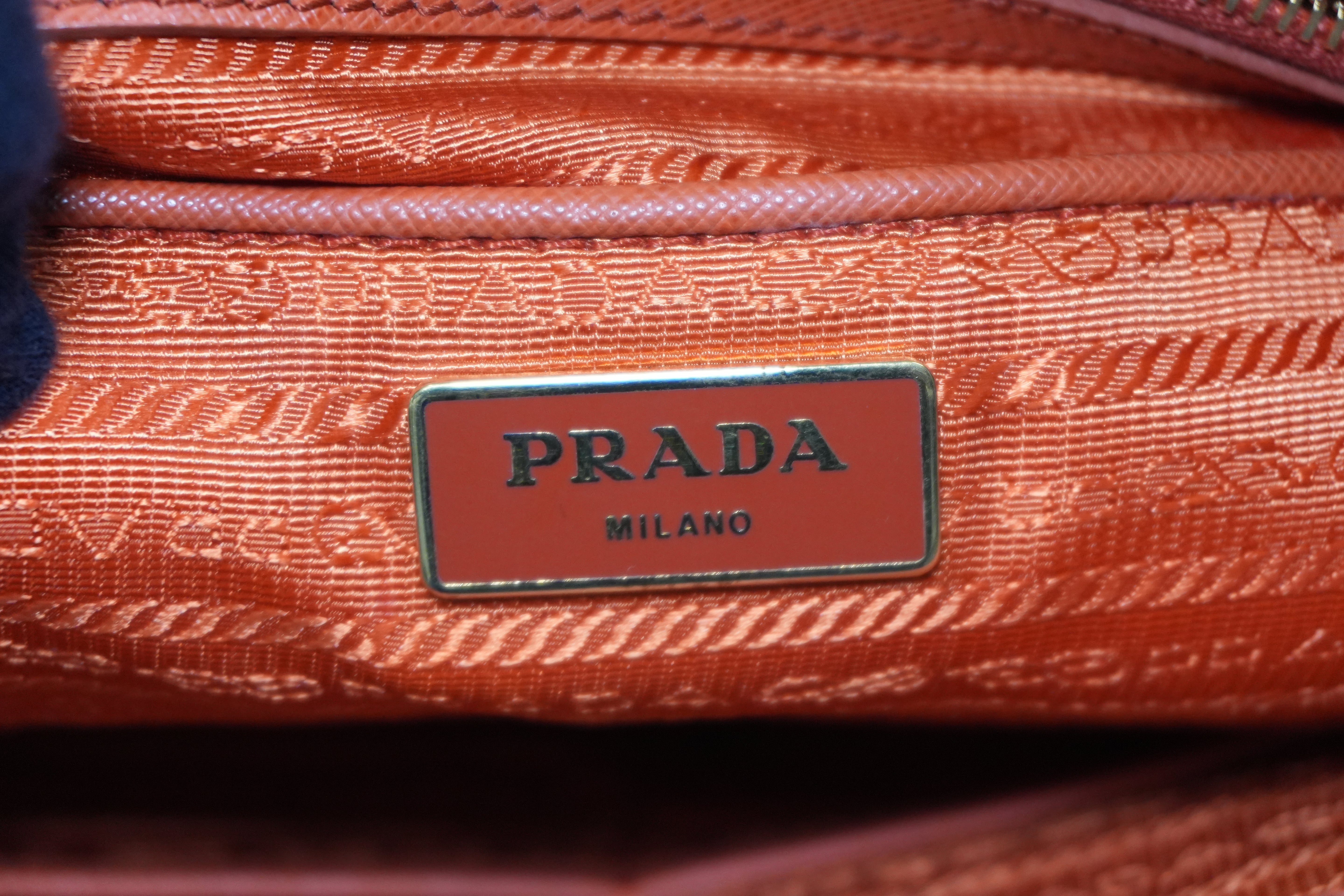 Pre-owned Prada Galleria Saffiano Tote Bag Orange