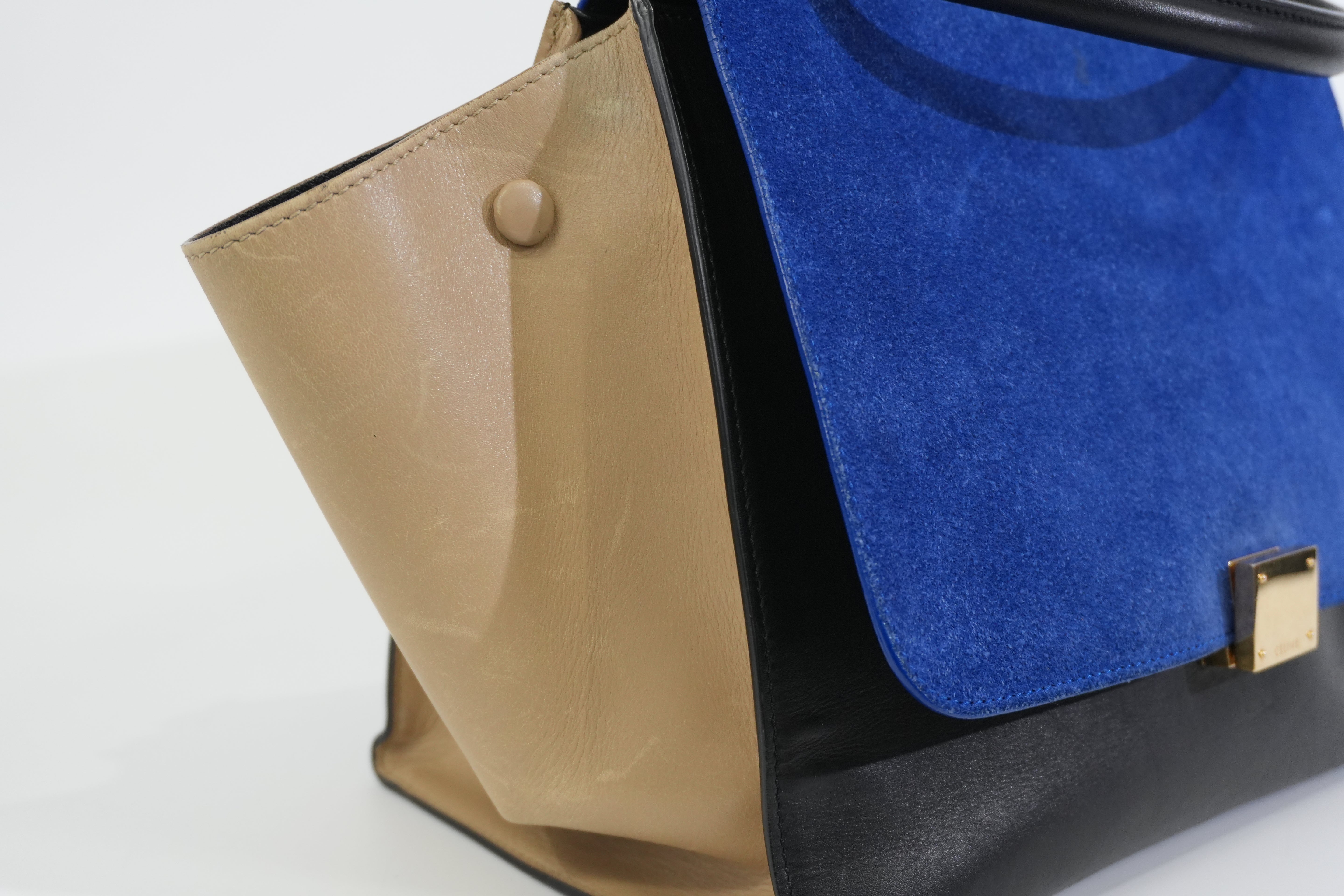 Pre-owned Celine Trapeze Two Way Shoulder Bag Tricolor Blue