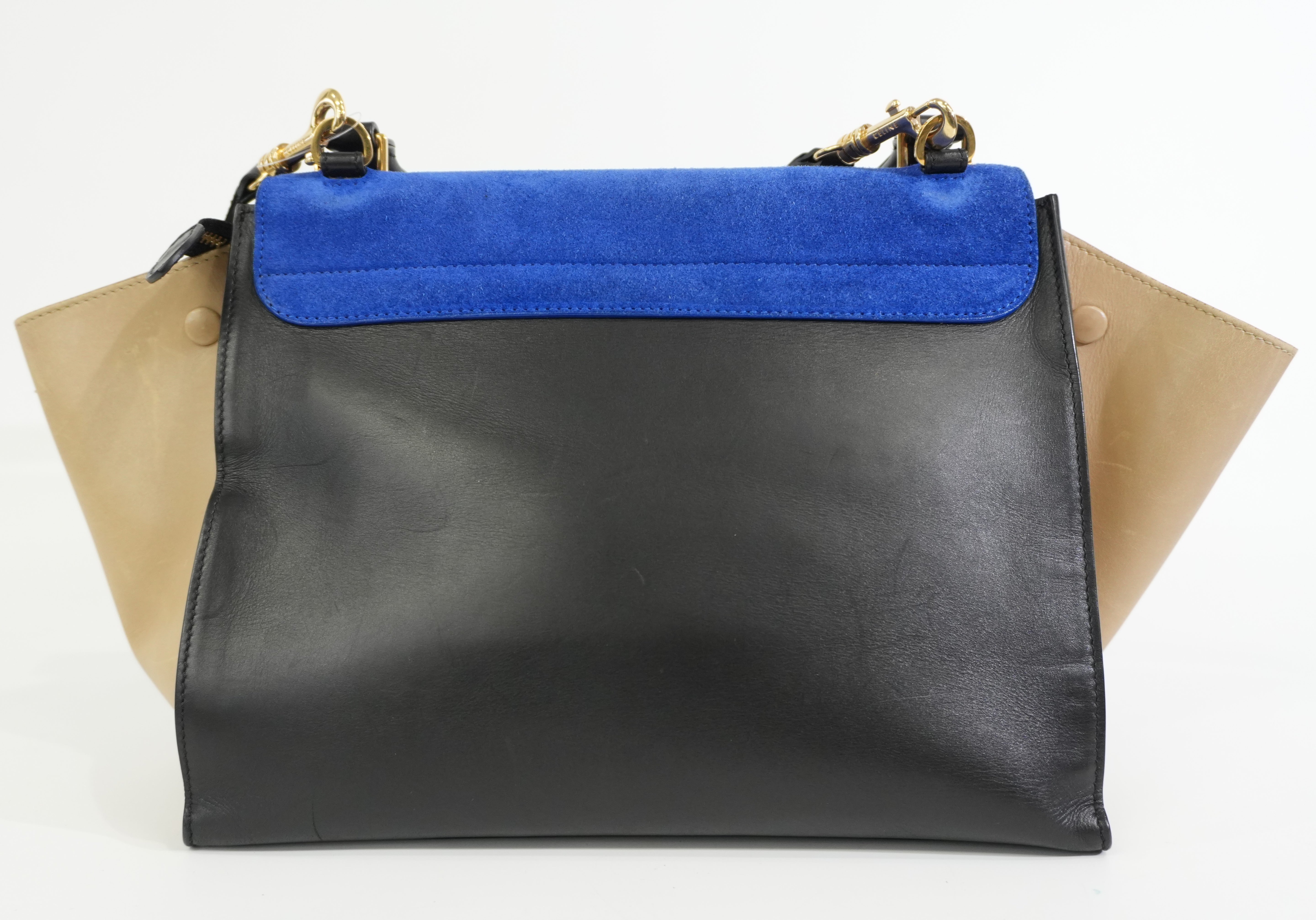 Pre-owned Celine Trapeze Two Way Shoulder Bag Tricolor Blue
