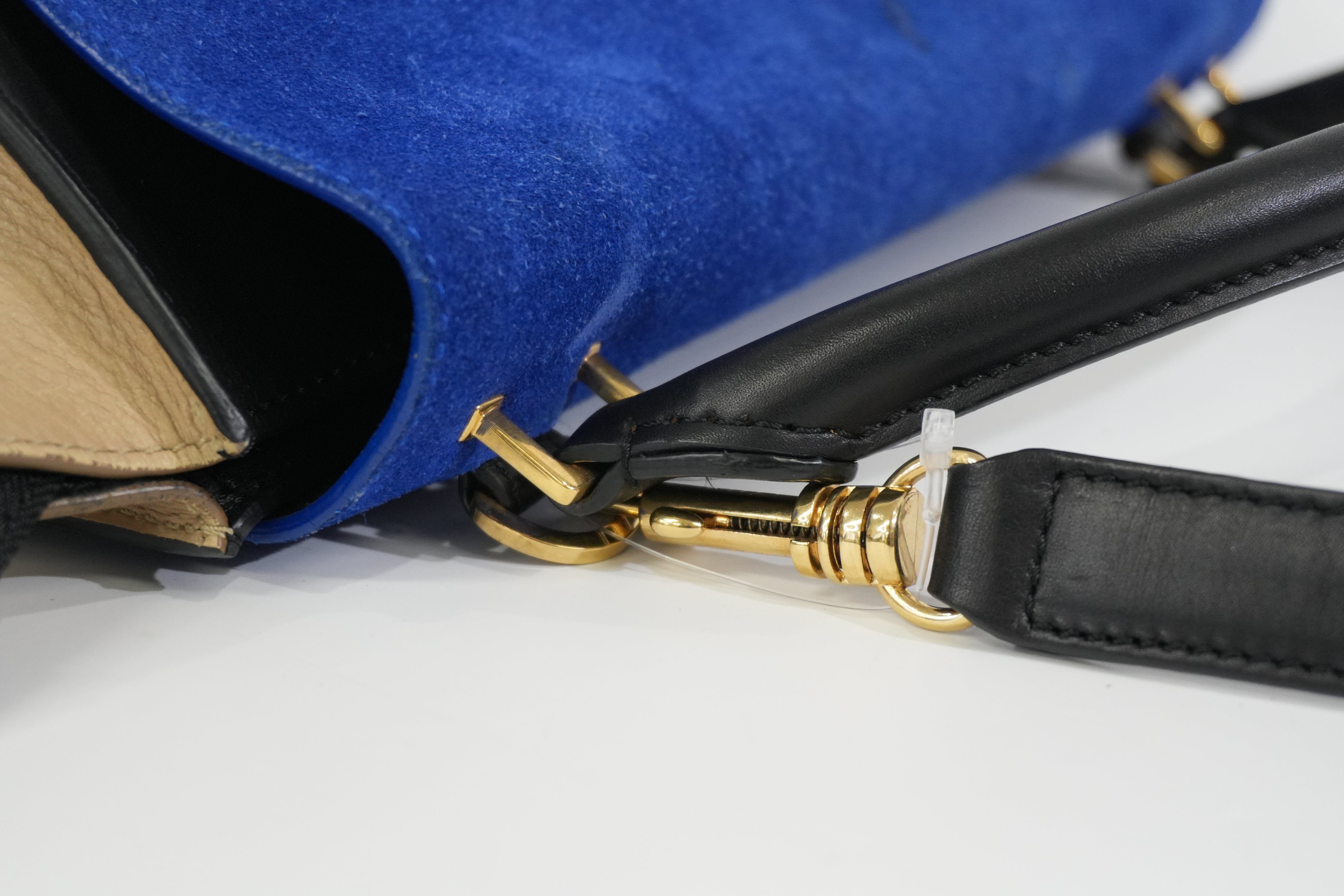 Pre-owned Celine Trapeze Two Way Shoulder Bag Tricolor Blue