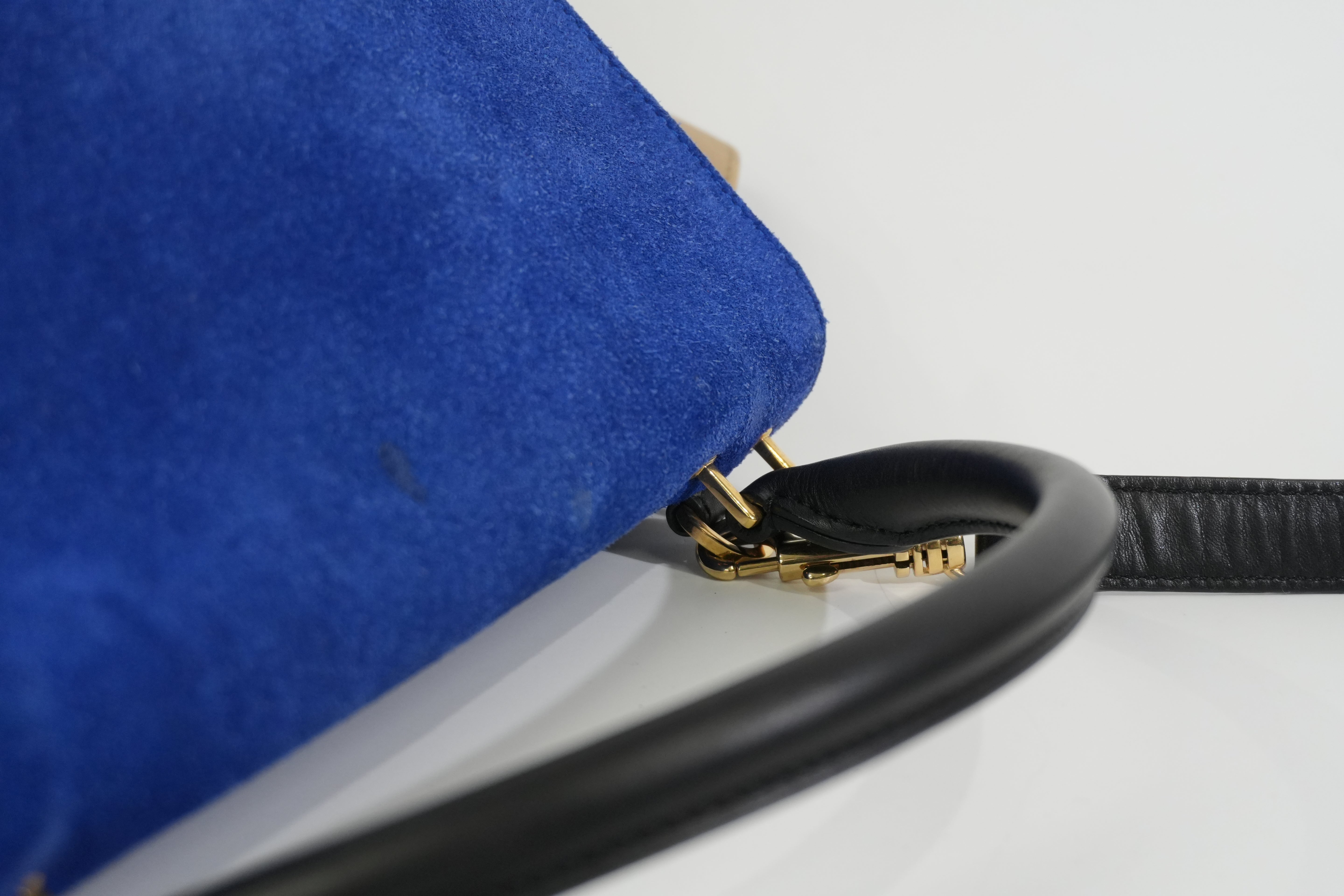 Pre-owned Celine Trapeze Two Way Shoulder Bag Tricolor Blue