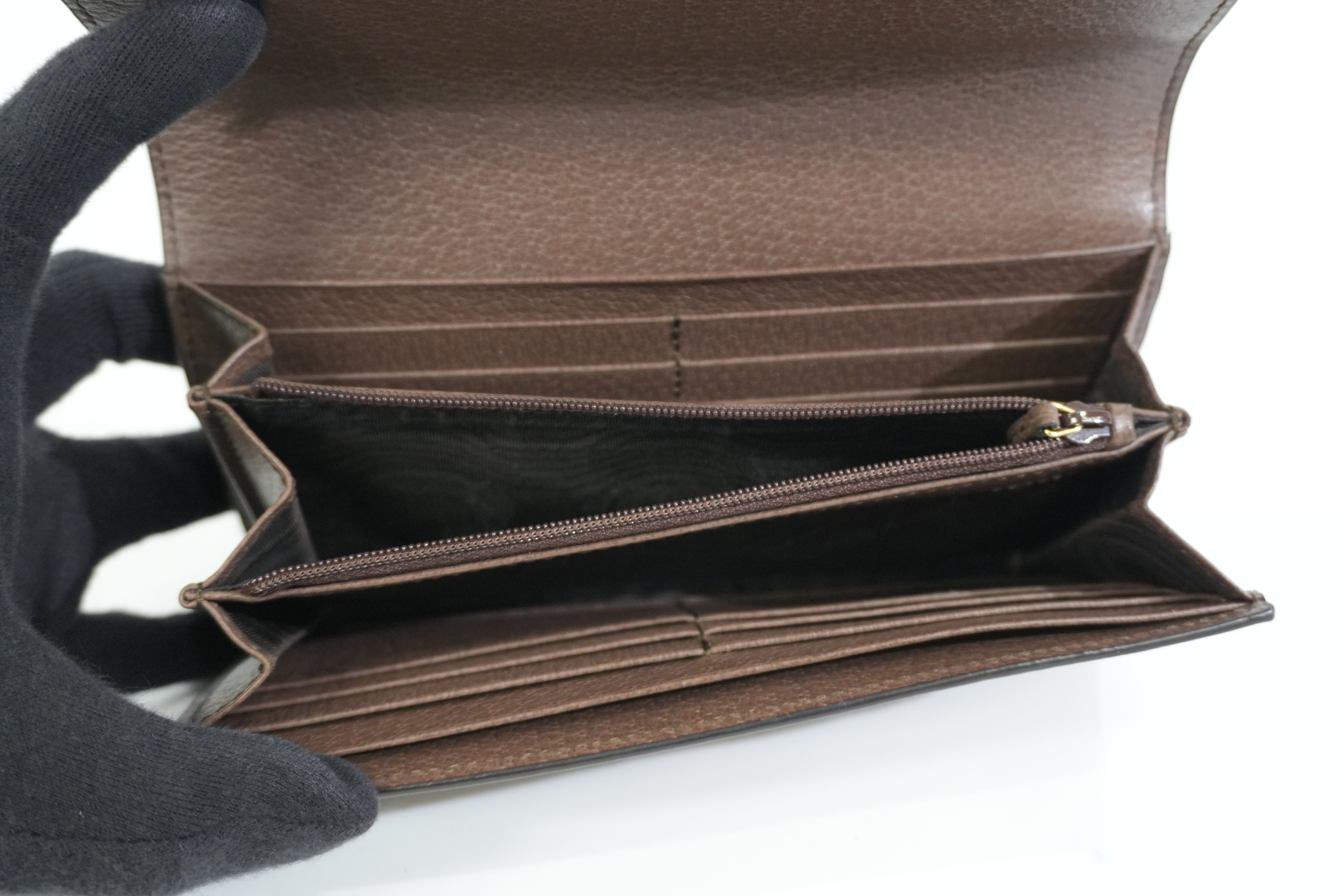 Pre-owned Gucci Ophidia Long Wallet Brown