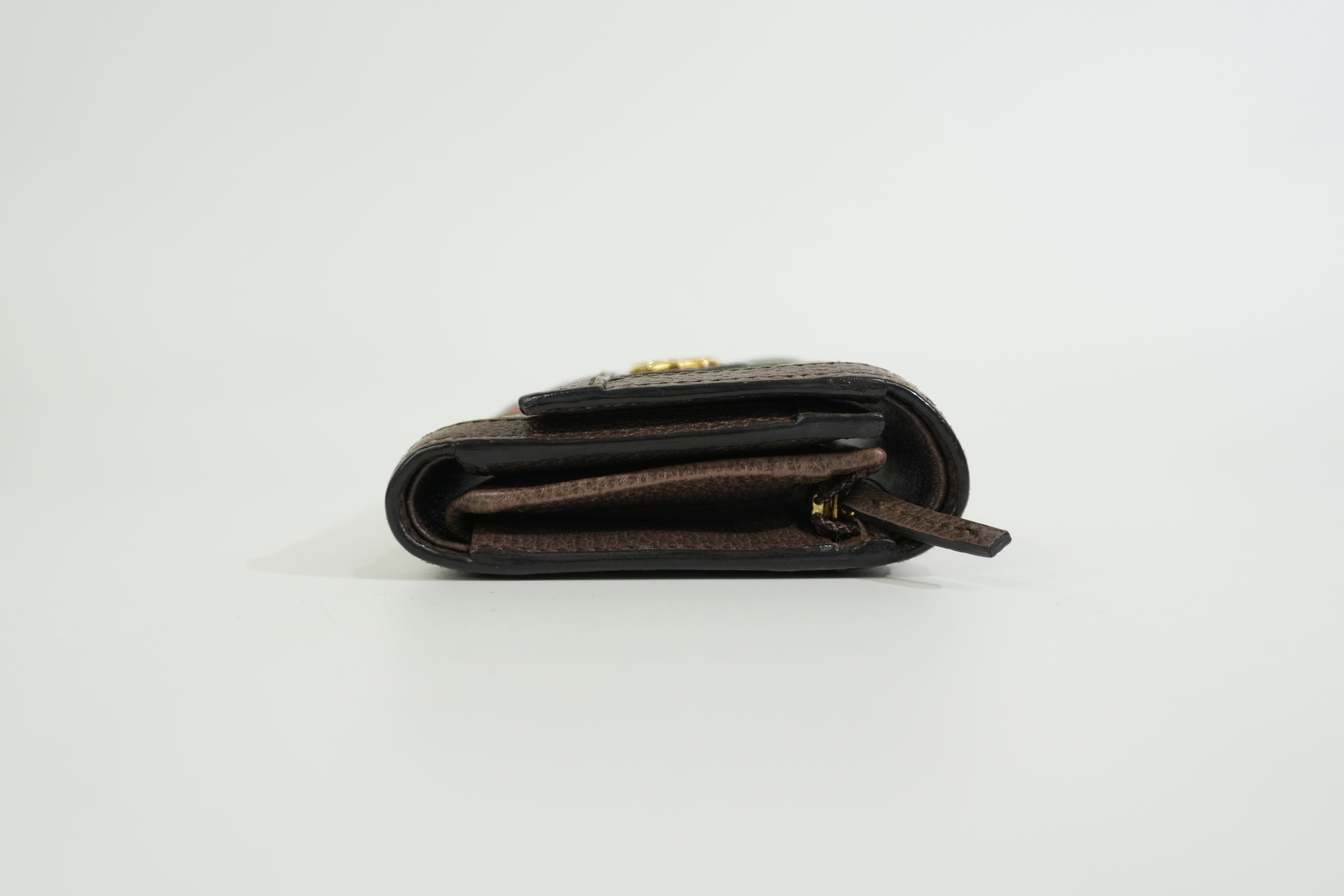 Pre-owned Gucci Ophidia Trifold Wallet Brown