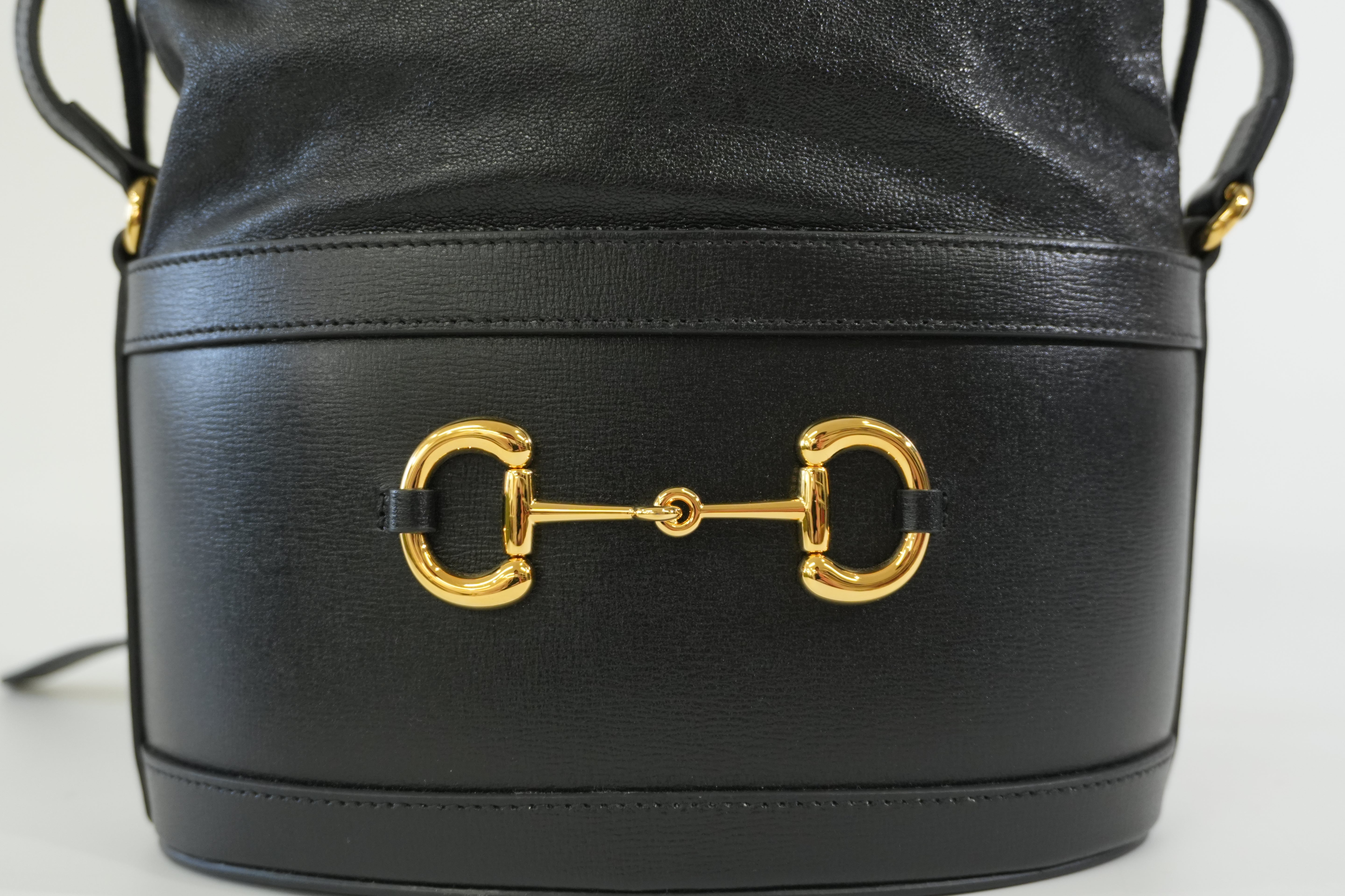 Pre-owned Gucci 1955 Horsebit Bucket Shoulder Bag Black