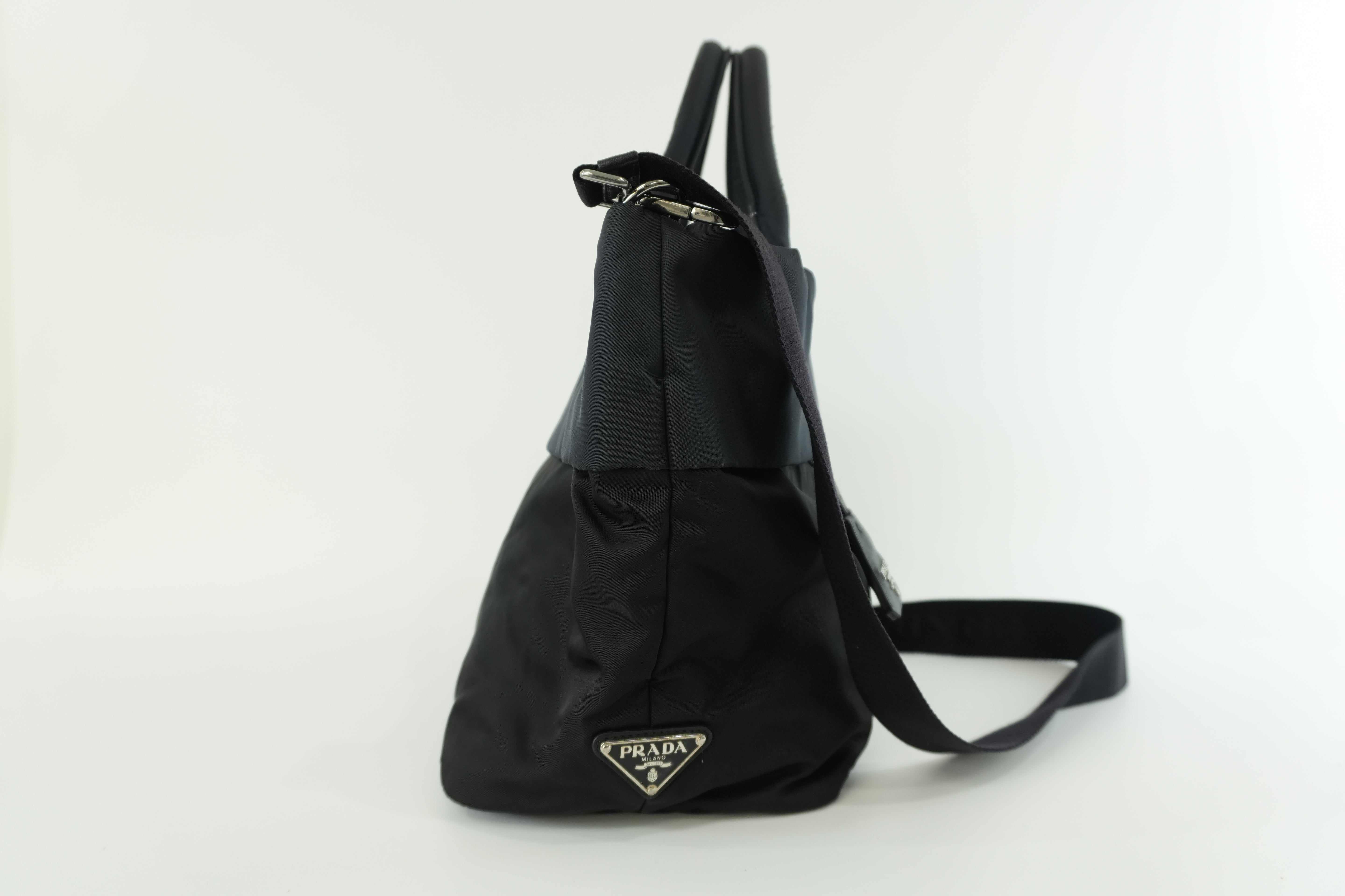 Prada Two Way Shoulder Bag Nylon Black and Blue Used